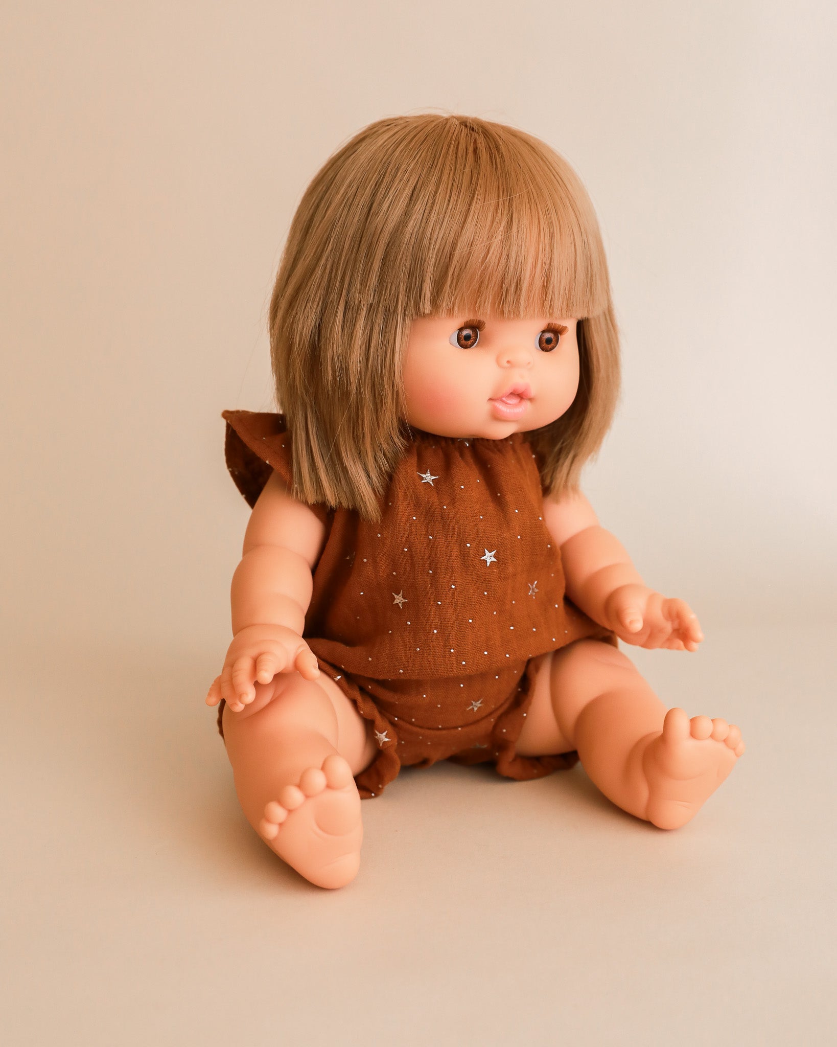 Minikane Doll Clothes | Doll Muslin Romper - Toffee Stars