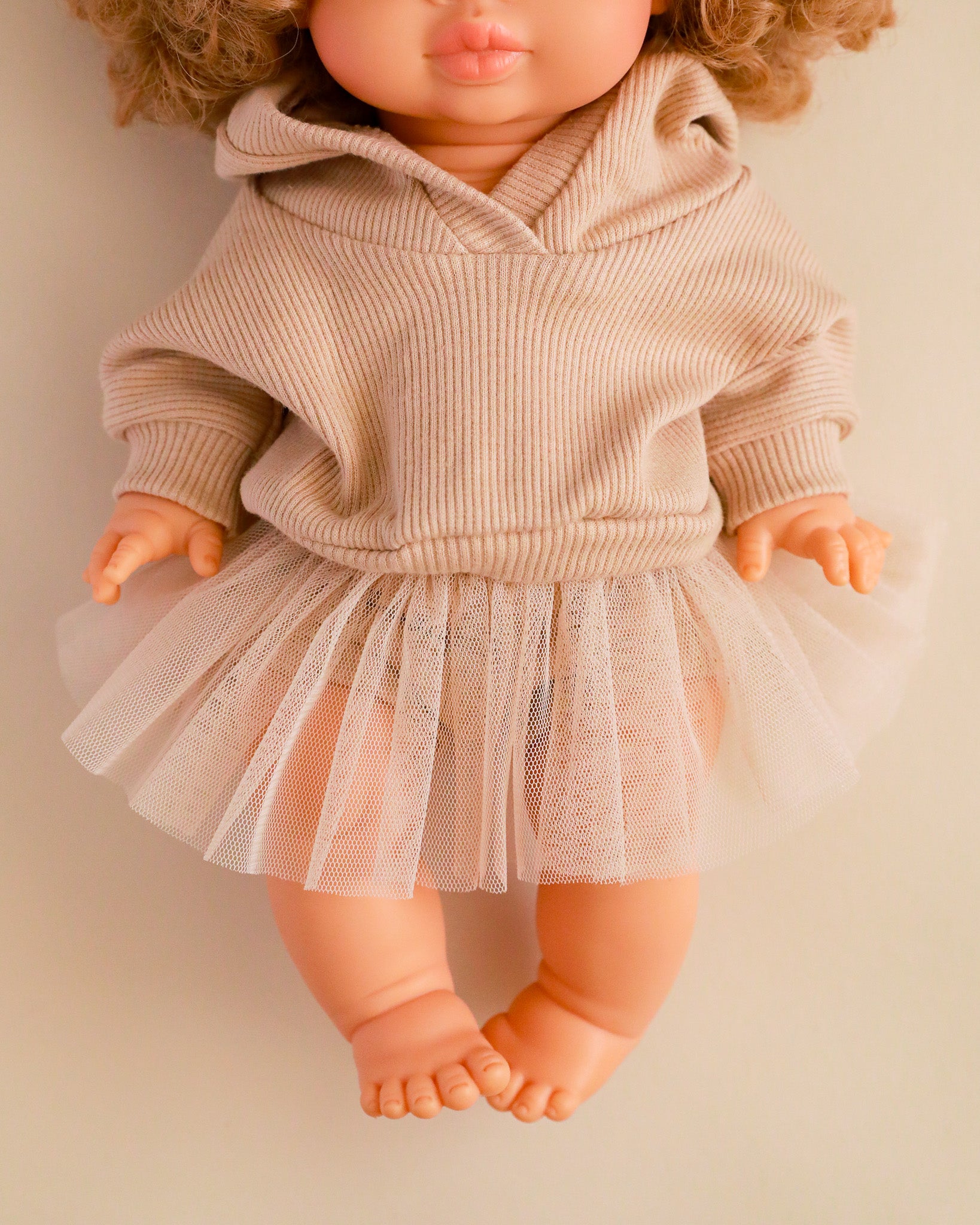 Minikane Doll Clothes | Doll Sweatshirt Tutu Set - Beige