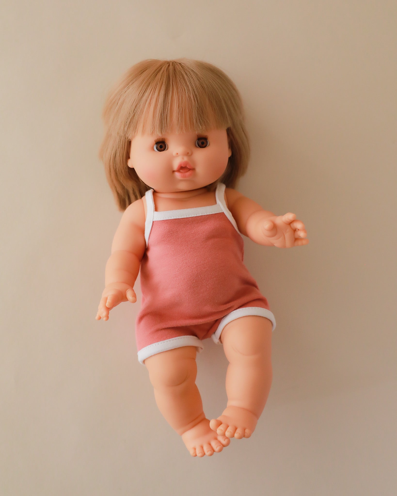 Minikane Doll Clothes | Sleeveless Retro Doll Bodysuit - Pink Trifle