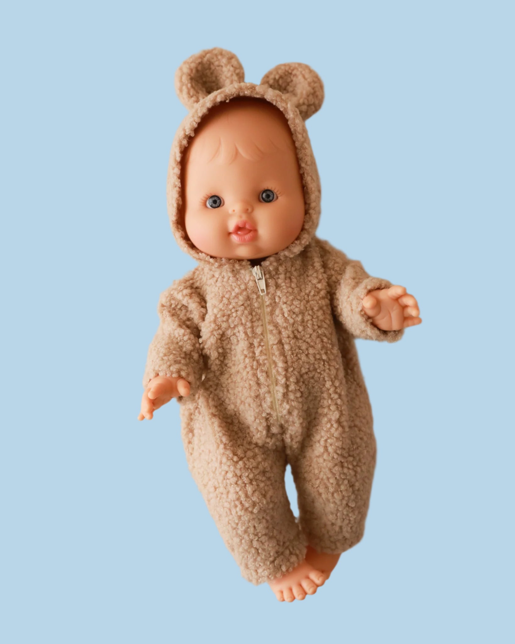 Doll jumpsuit with easy-on design