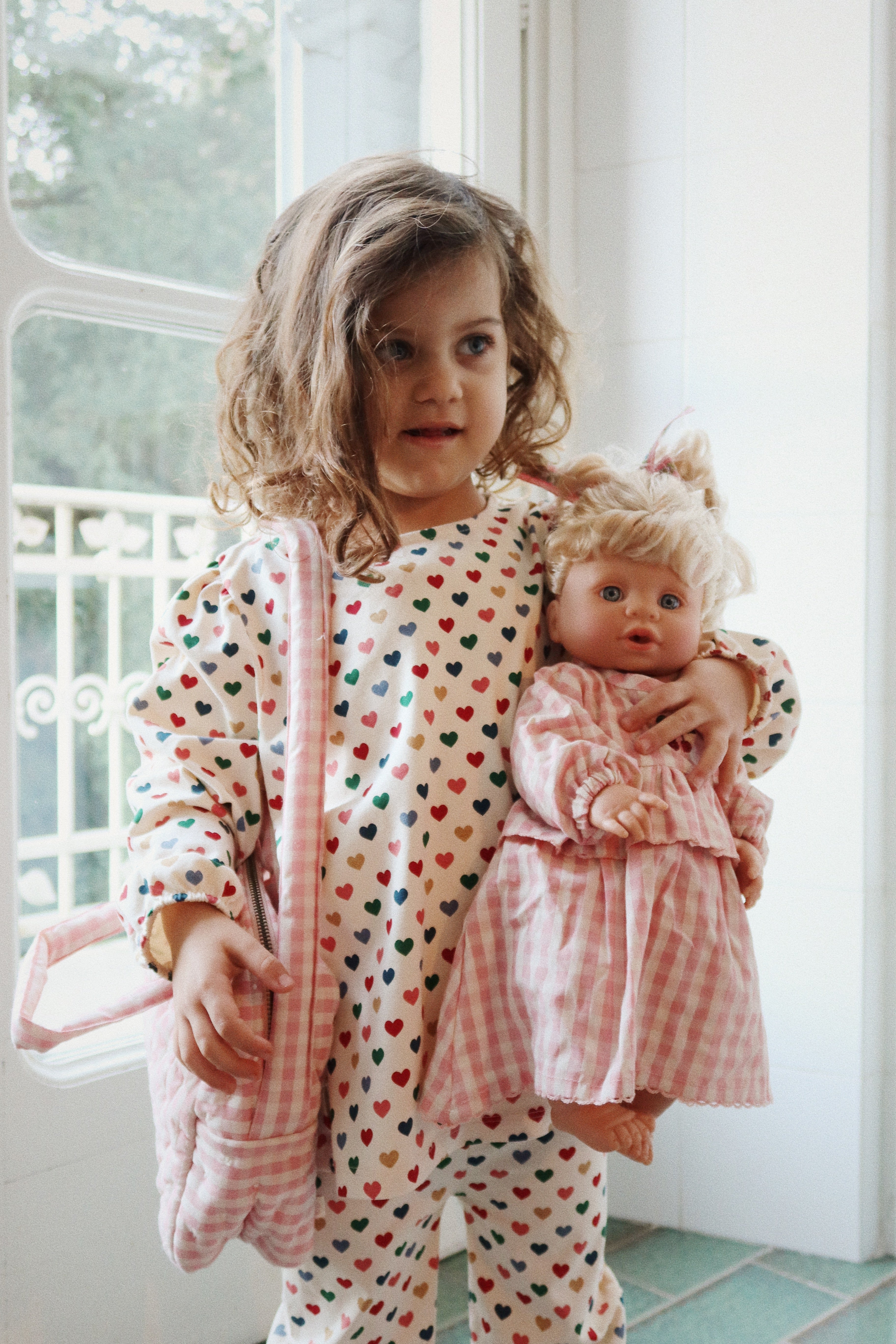 Doll Diaper Bag Powder Pink Check