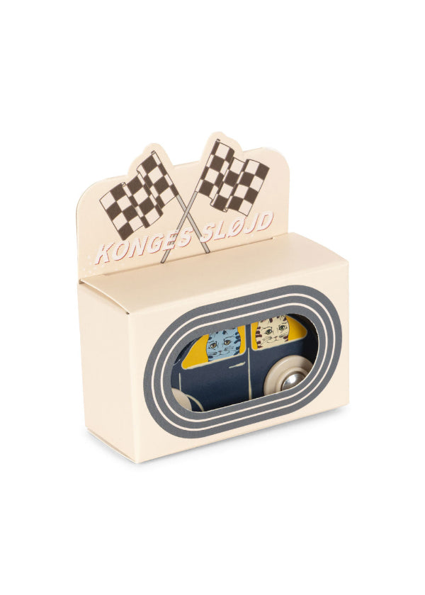 FSC-certified wooden car toy with yellow windows perfect for toddler play