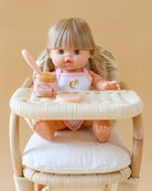 Realistic play kitchen accessories with Tiny Harlow peach jelly doll food set