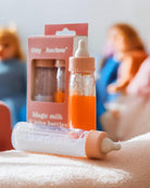Educational play kitchen food featuring Tiny Harlow Magic Milk and Juice Set