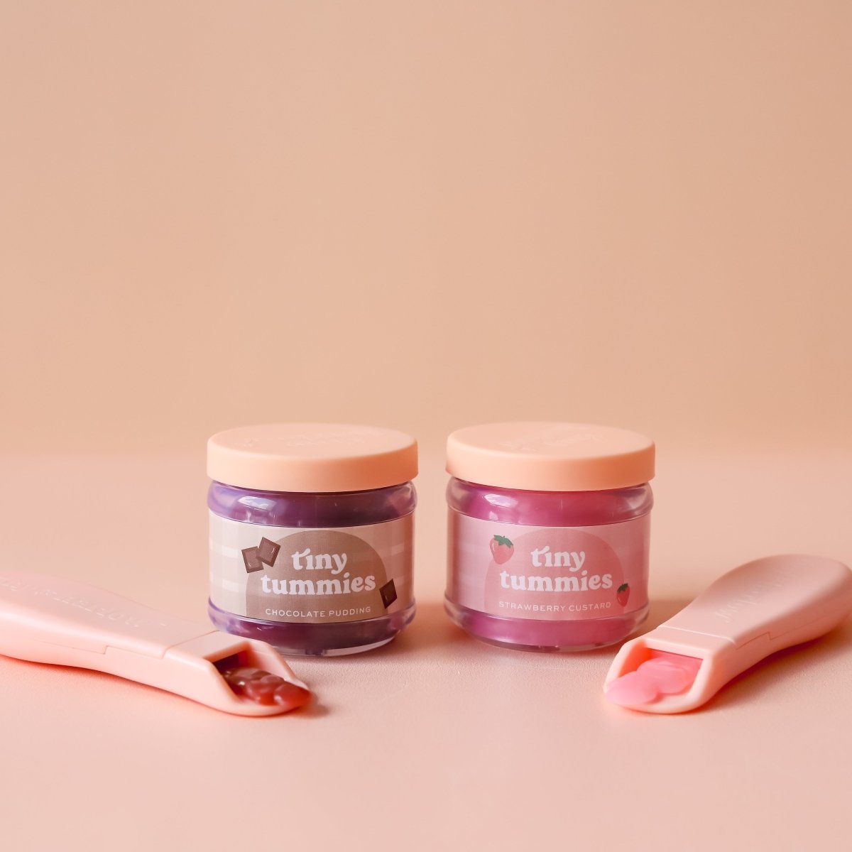 Collectible role play toys featuring Tiny Harlow strawberry custard doll food with feeding spoon