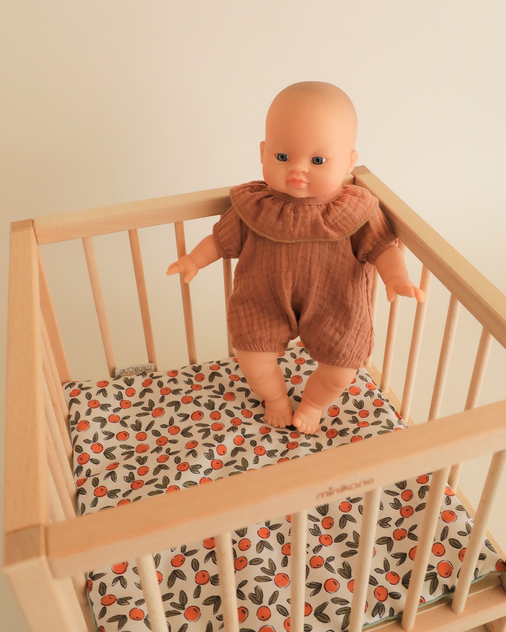 Minikane Doll Furniture | Wooden Doll Playpen - Orange