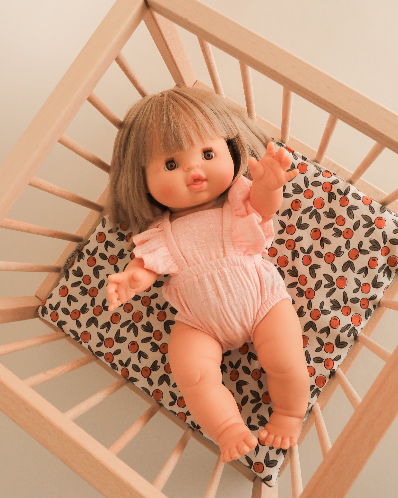 Minikane Doll Furniture | Wooden Doll Playpen - Orange