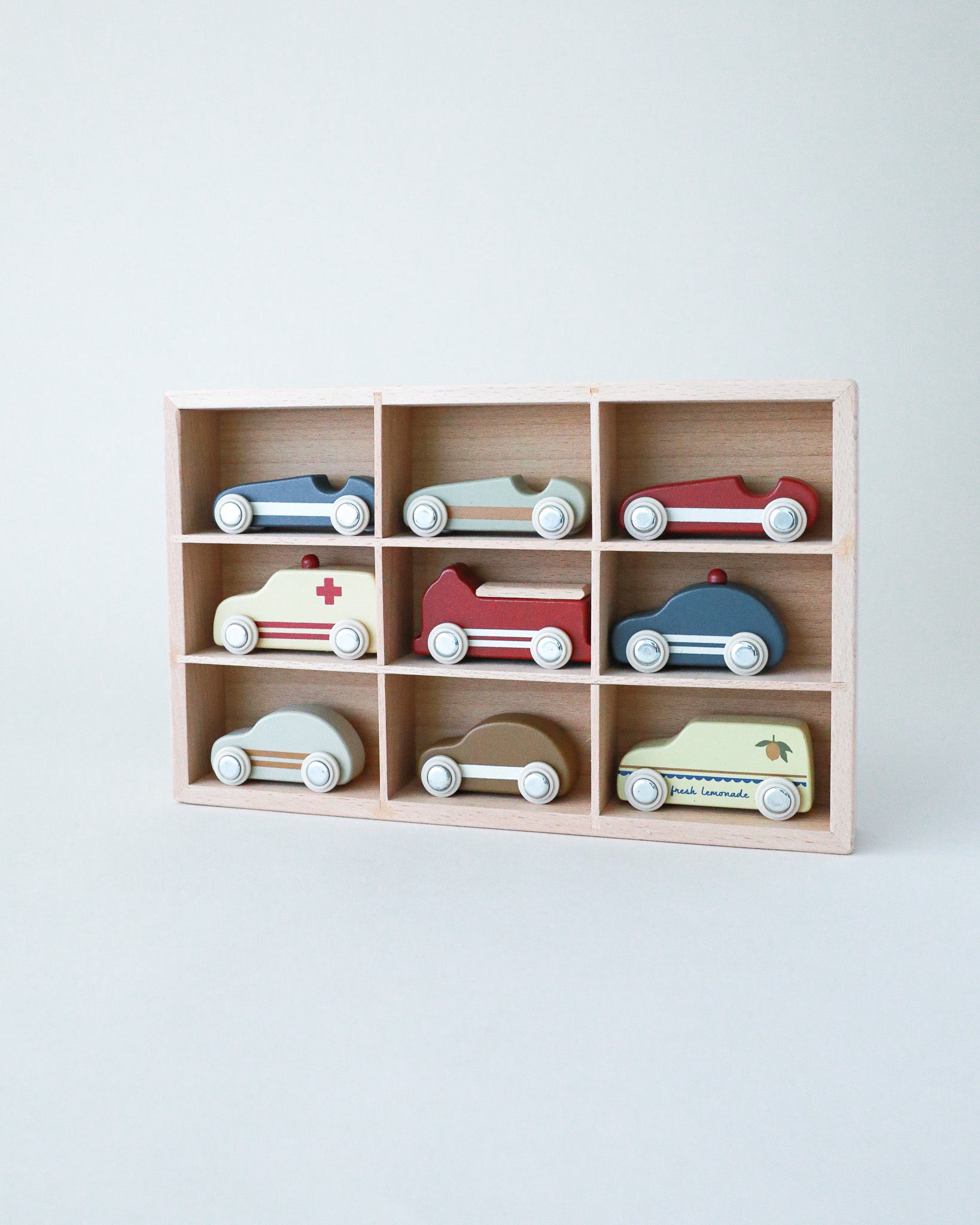 Wooden Mini Car Play Set (Pack of 9)