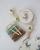 FSC-certified Dansosaurus-themed musical instruments with prehistoric dinosaur designs