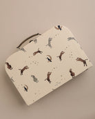 Tiger print musical instrument collection with storage box and drumsticks included