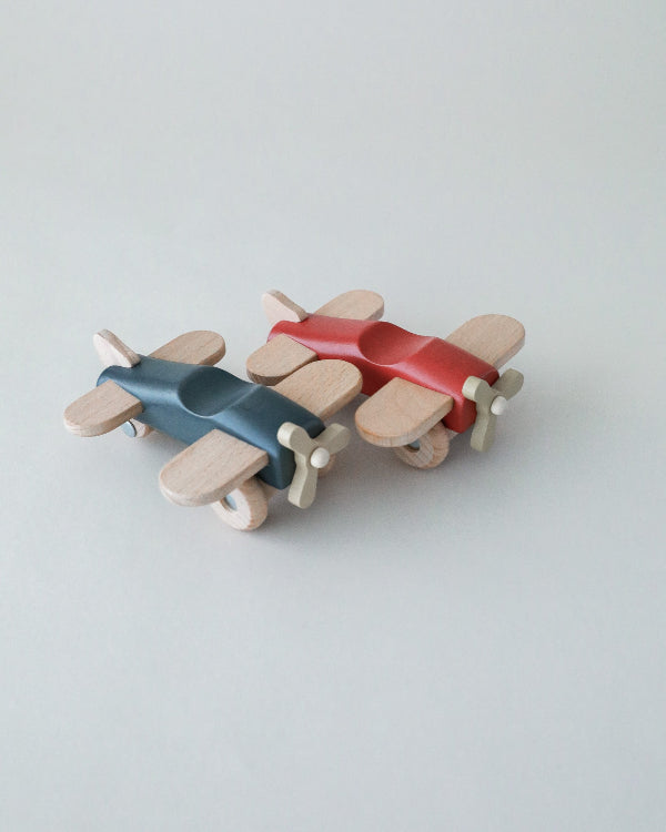 Premium beechwood toy airplane with functional wheels and propeller perfect for imaginative flight play