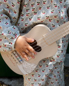 Wooden swan-themed ukulele with 4 nylon strings and tunable pegs perfect for small hands