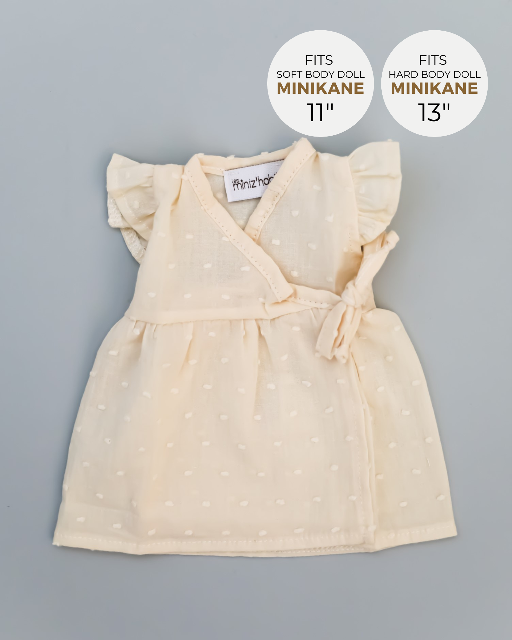 Minikane Doll Clothes | Baby Doll Dress (White)
