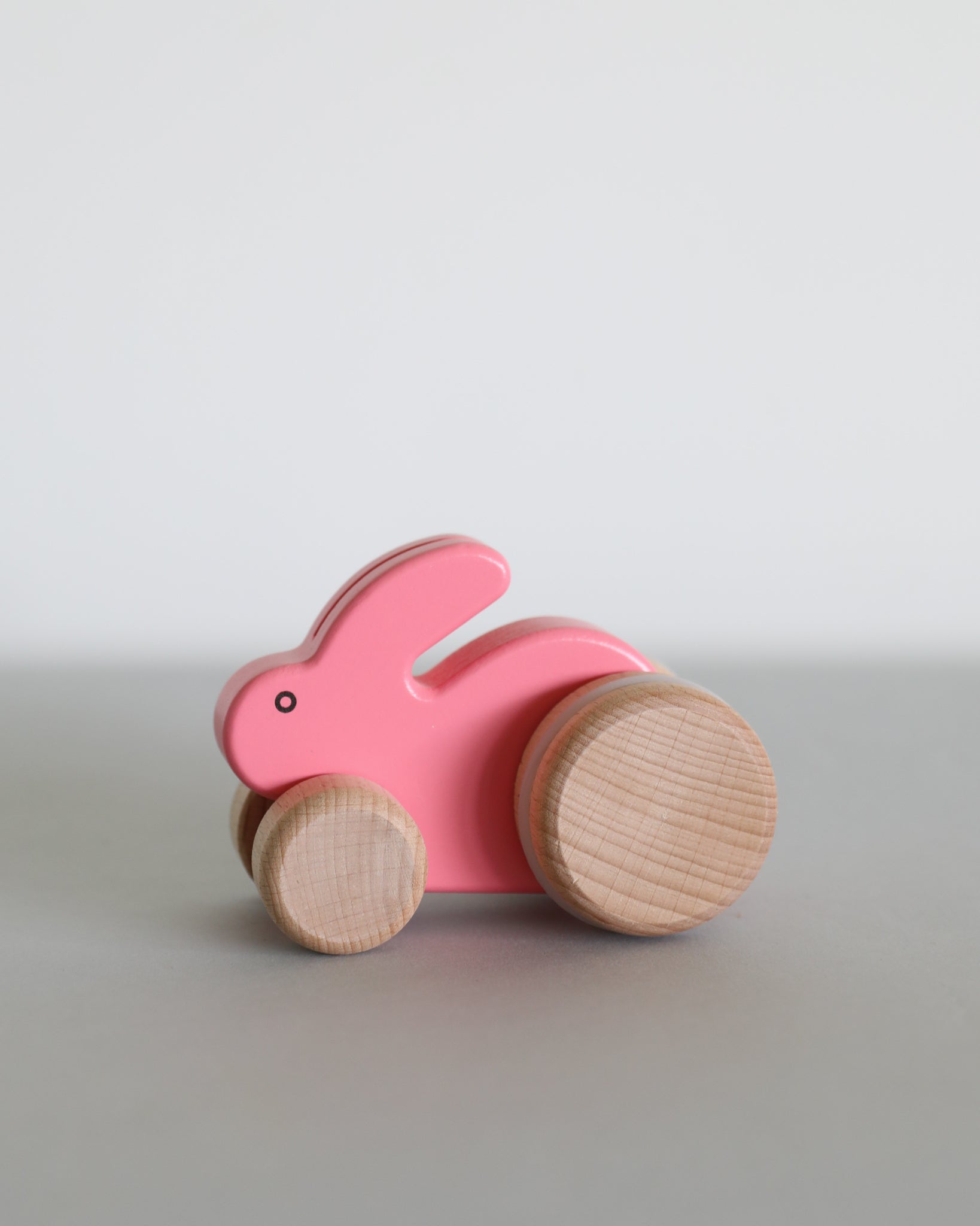 Small Hopping Wooden Rabbit - Pink