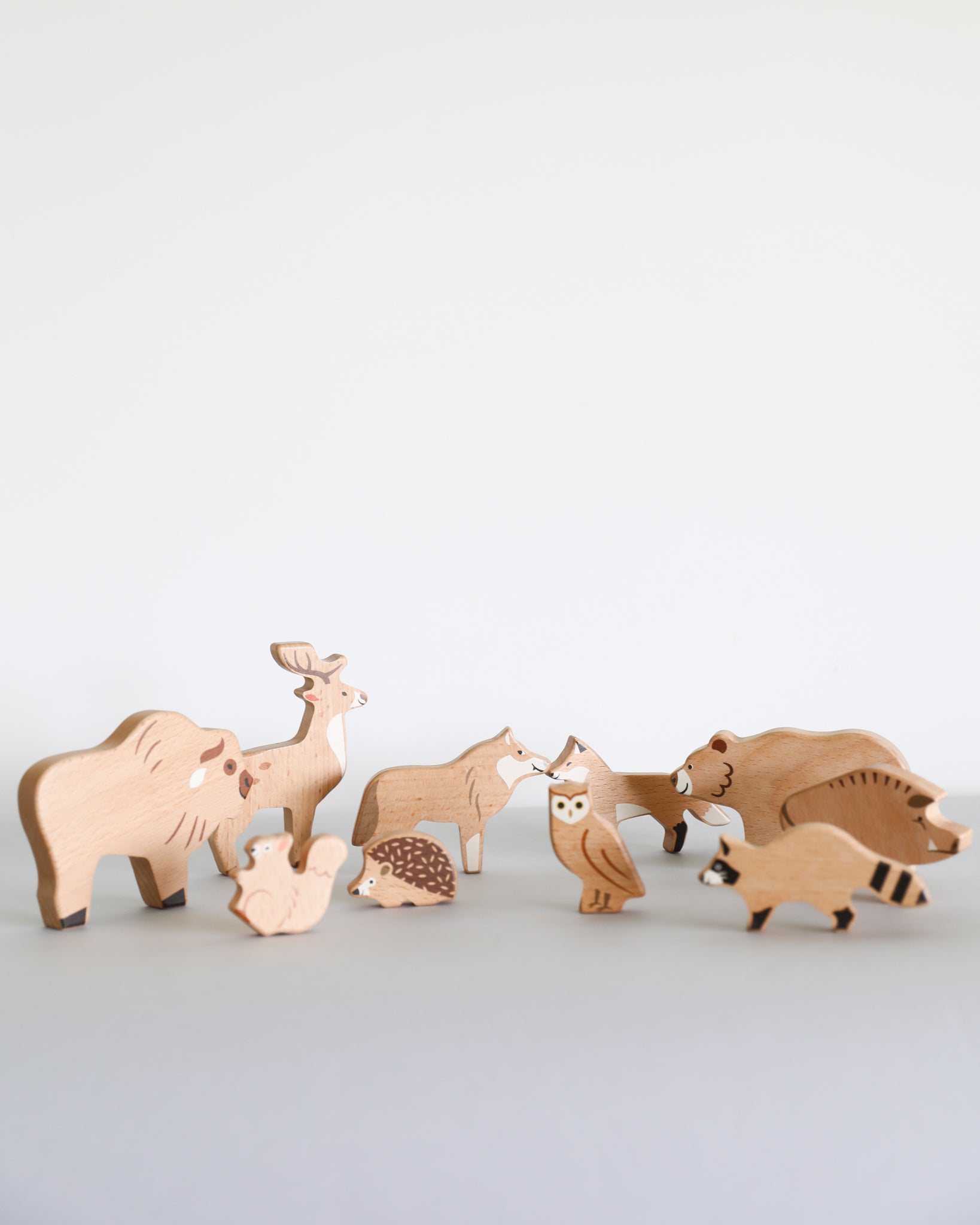 Wooden Forest Animal Figures - Set of 10
