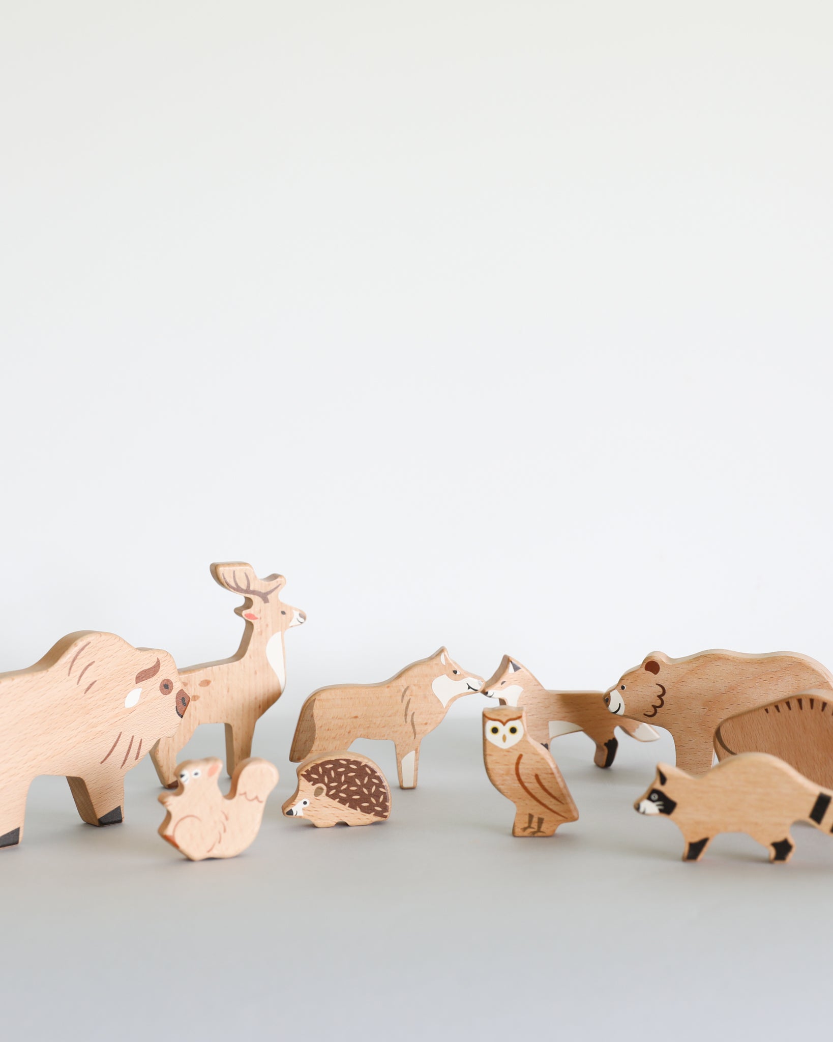Wooden Forest Animal Figures - Set of 10