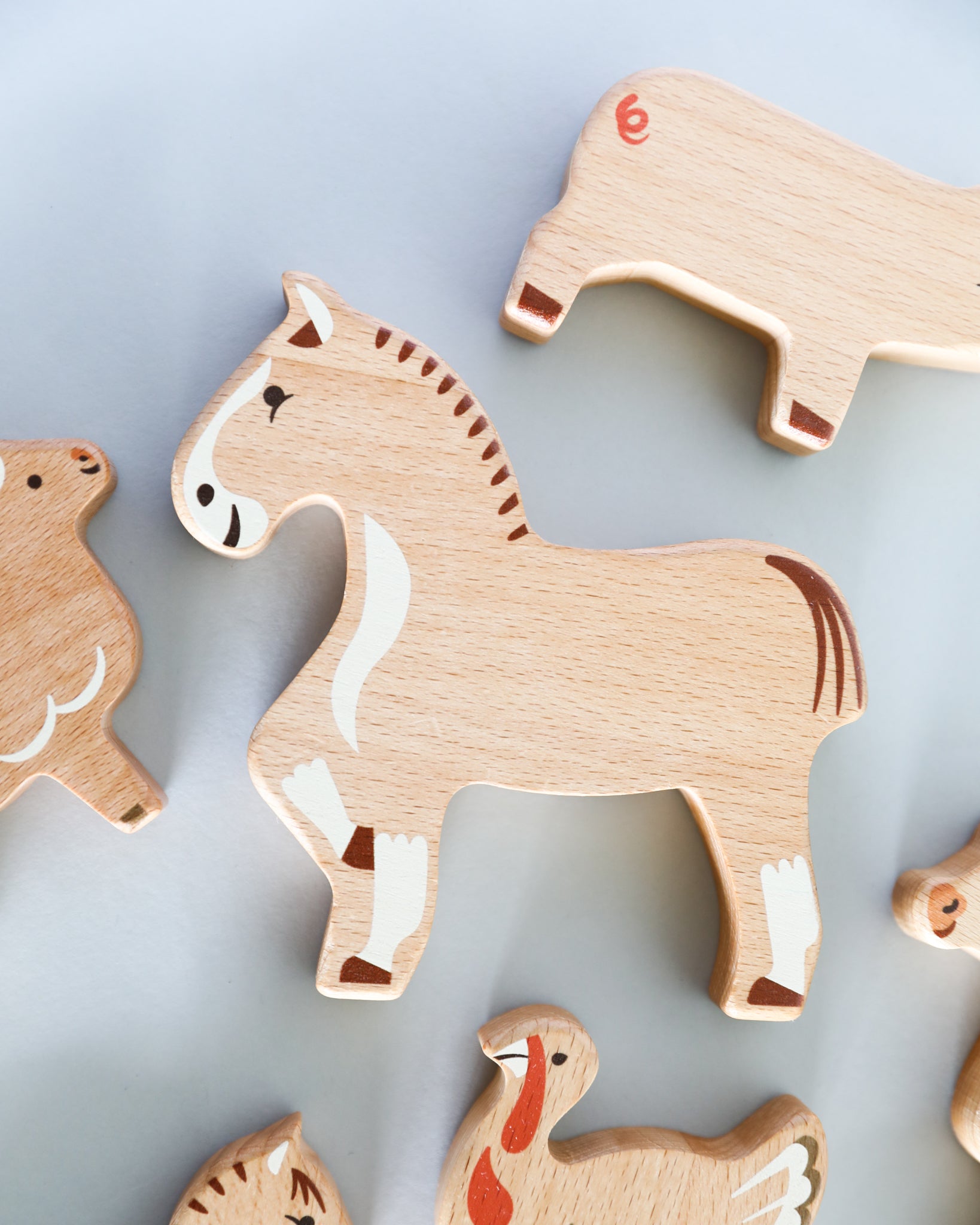Wooden Farm Animal Figures - Set of 14