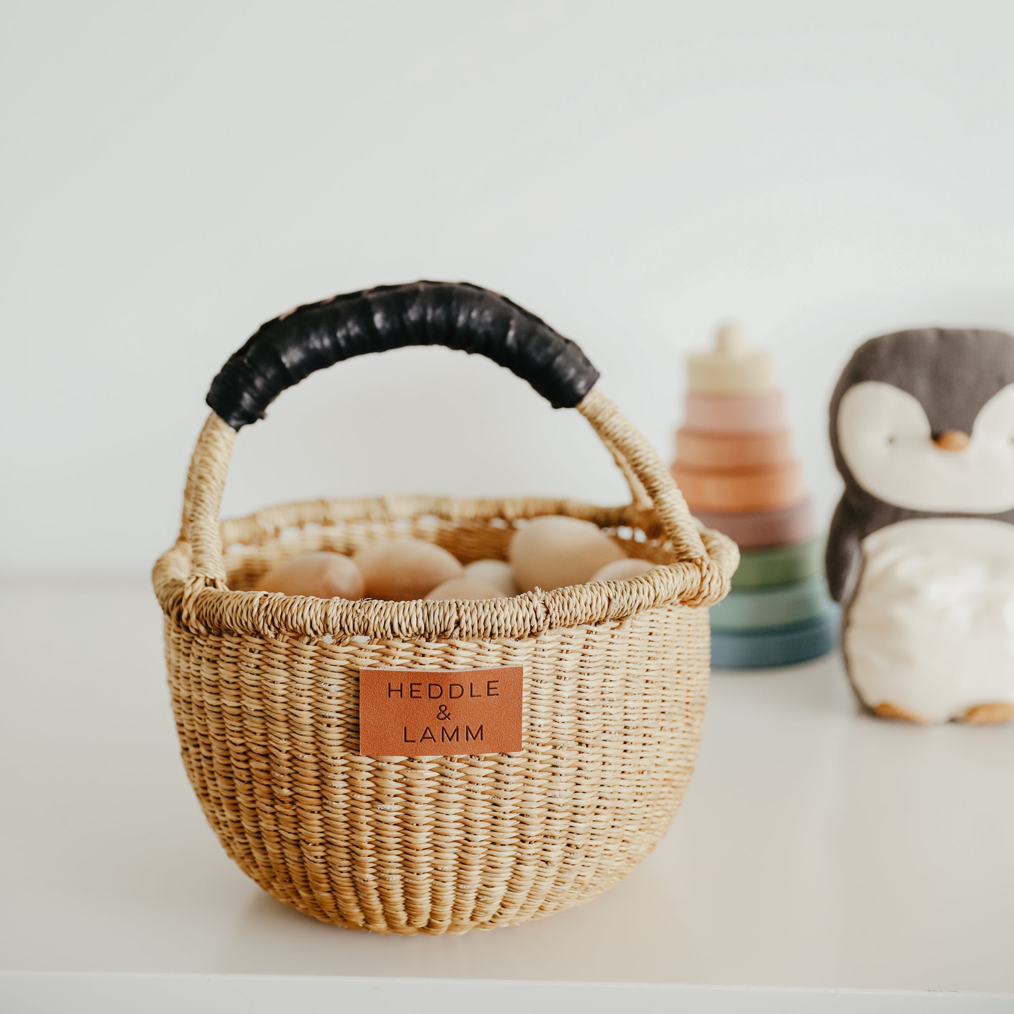 Small Bolga Basket - Black Handle
