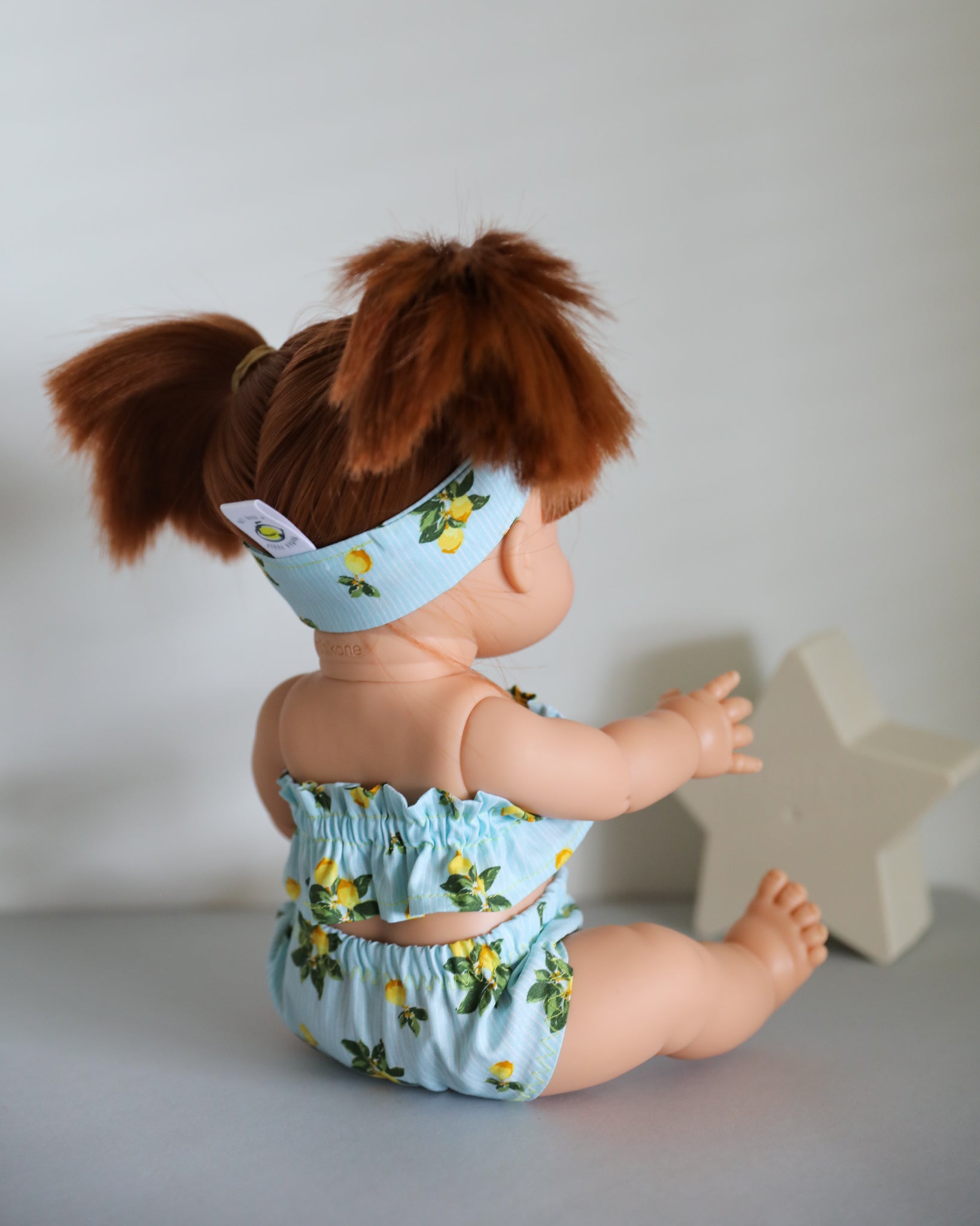 Minikane Doll Clothes | Two-Piece Lemon Swimsuit with Headband
