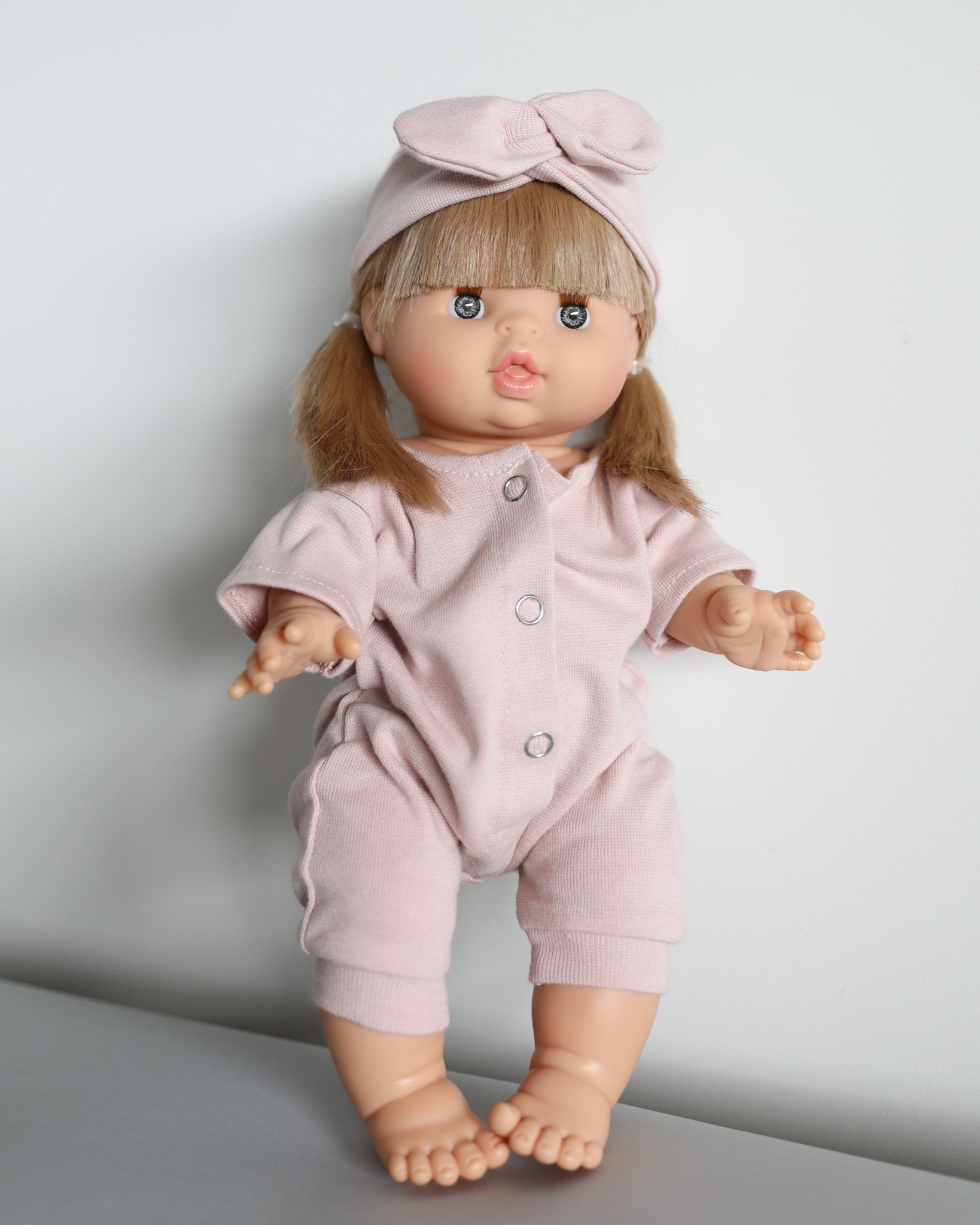 Minikane Doll Clothes | Baby Doll Jumpsuit with Headband (Petal)