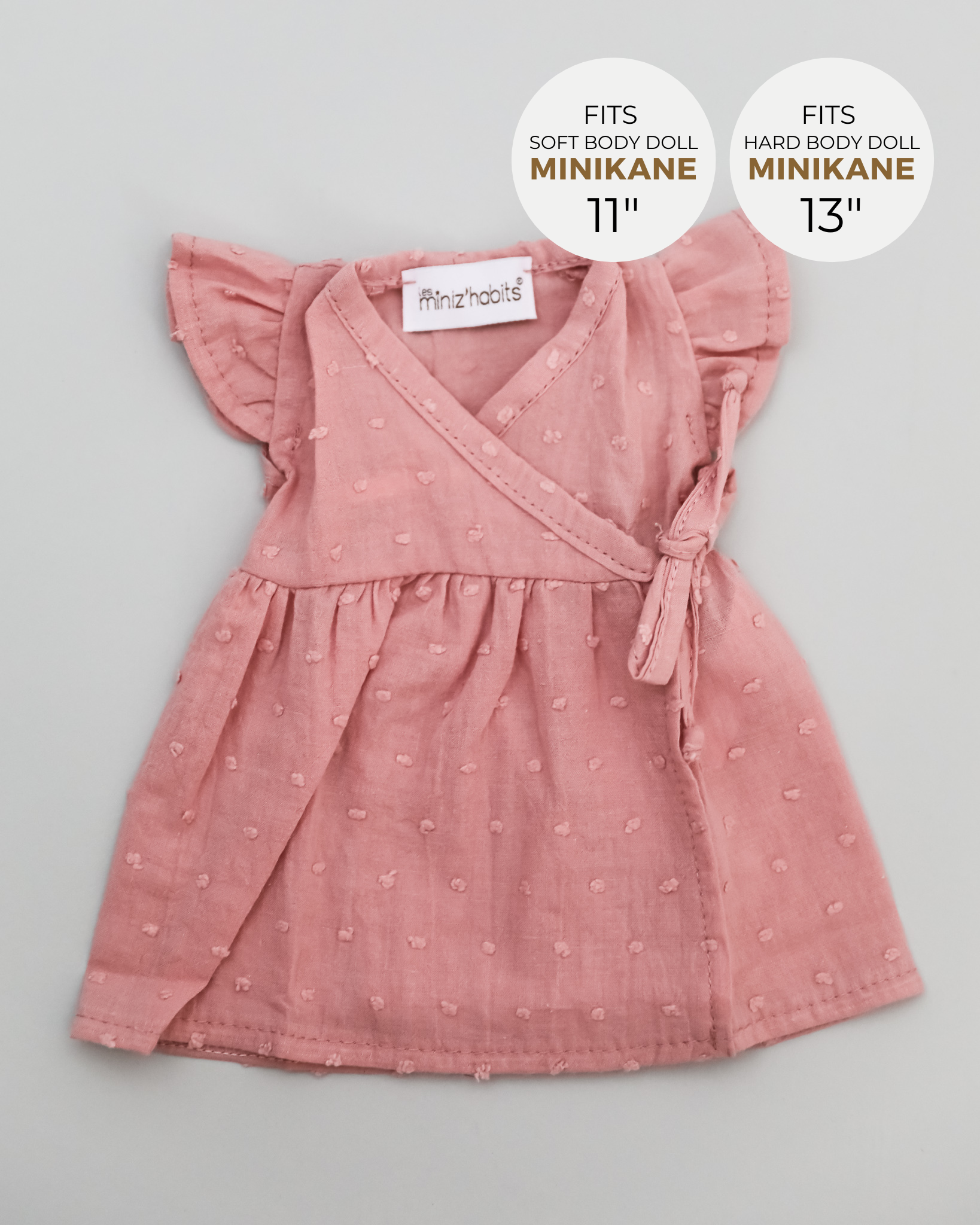 Minikane Doll Clothes | Baby Doll Dress (Rose)