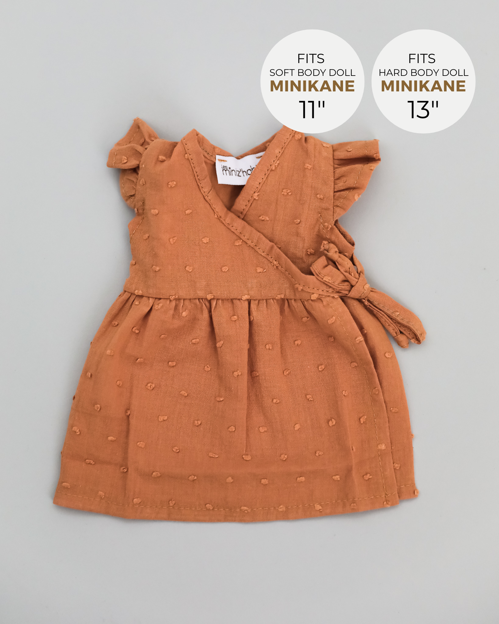 Minikane Doll Clothes | Baby Doll Dress (Brown)