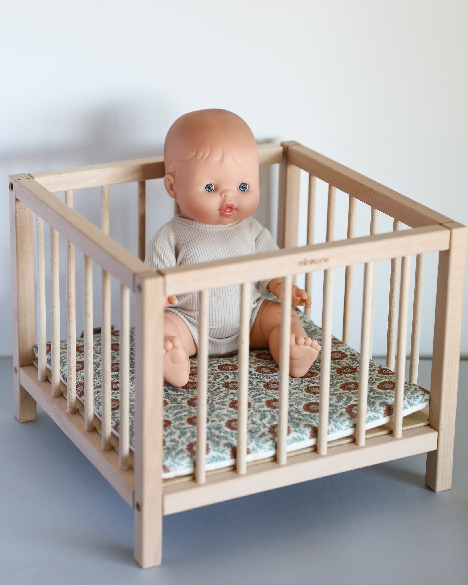 Minikane Doll Furniture | Wooden Baby Doll Playpen - Sunflower Print