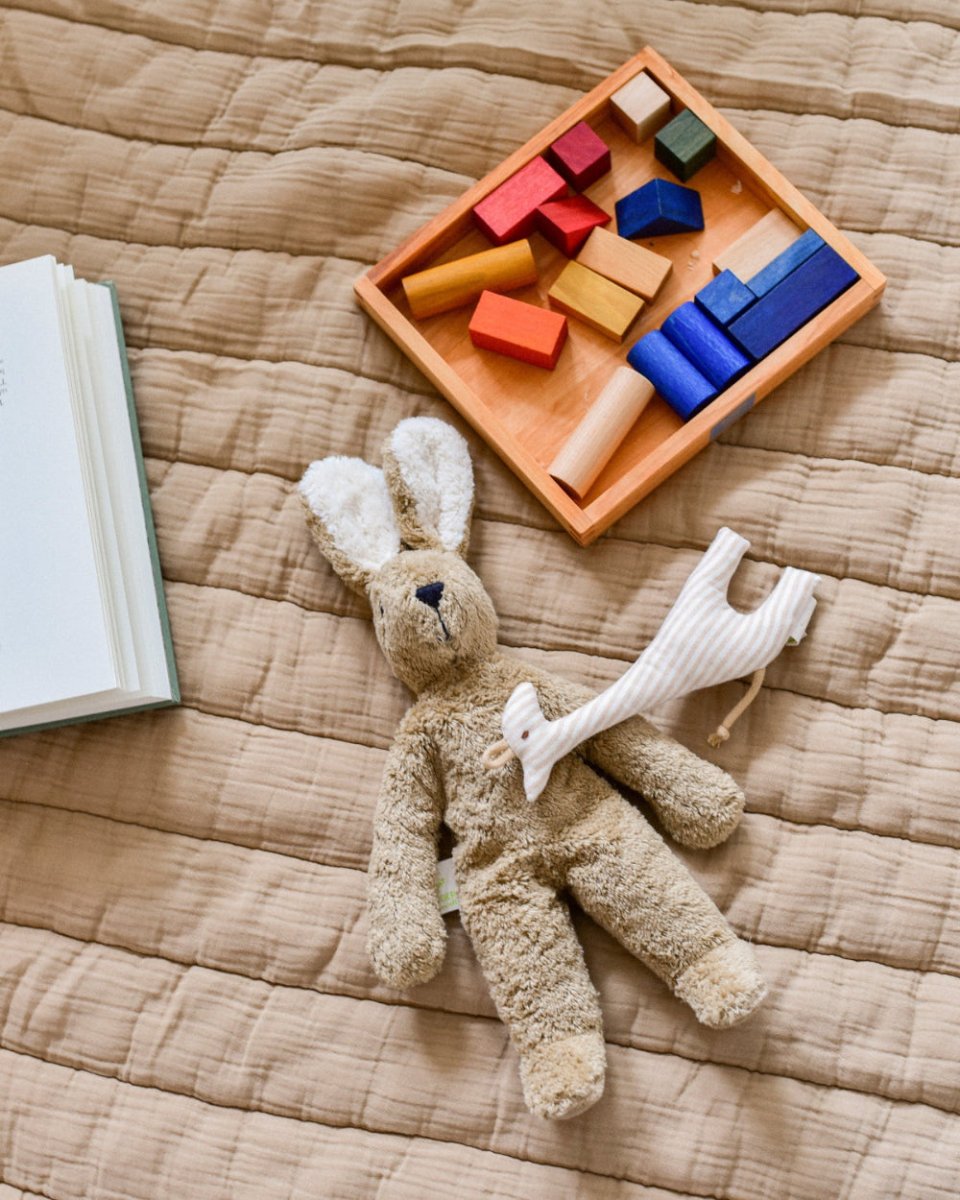 Eco-friendly Senger beige rabbit plush toy with hand-stitched details