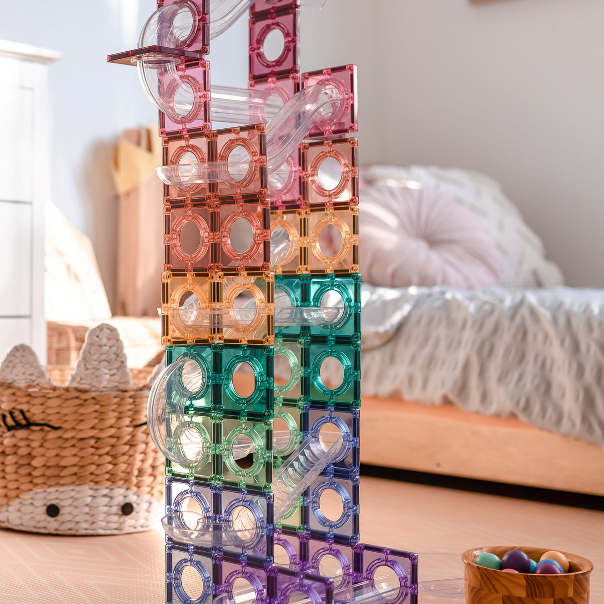 Connetix Tiles PASTEL 106 Piece Ball Run Pack – Playroom Collective