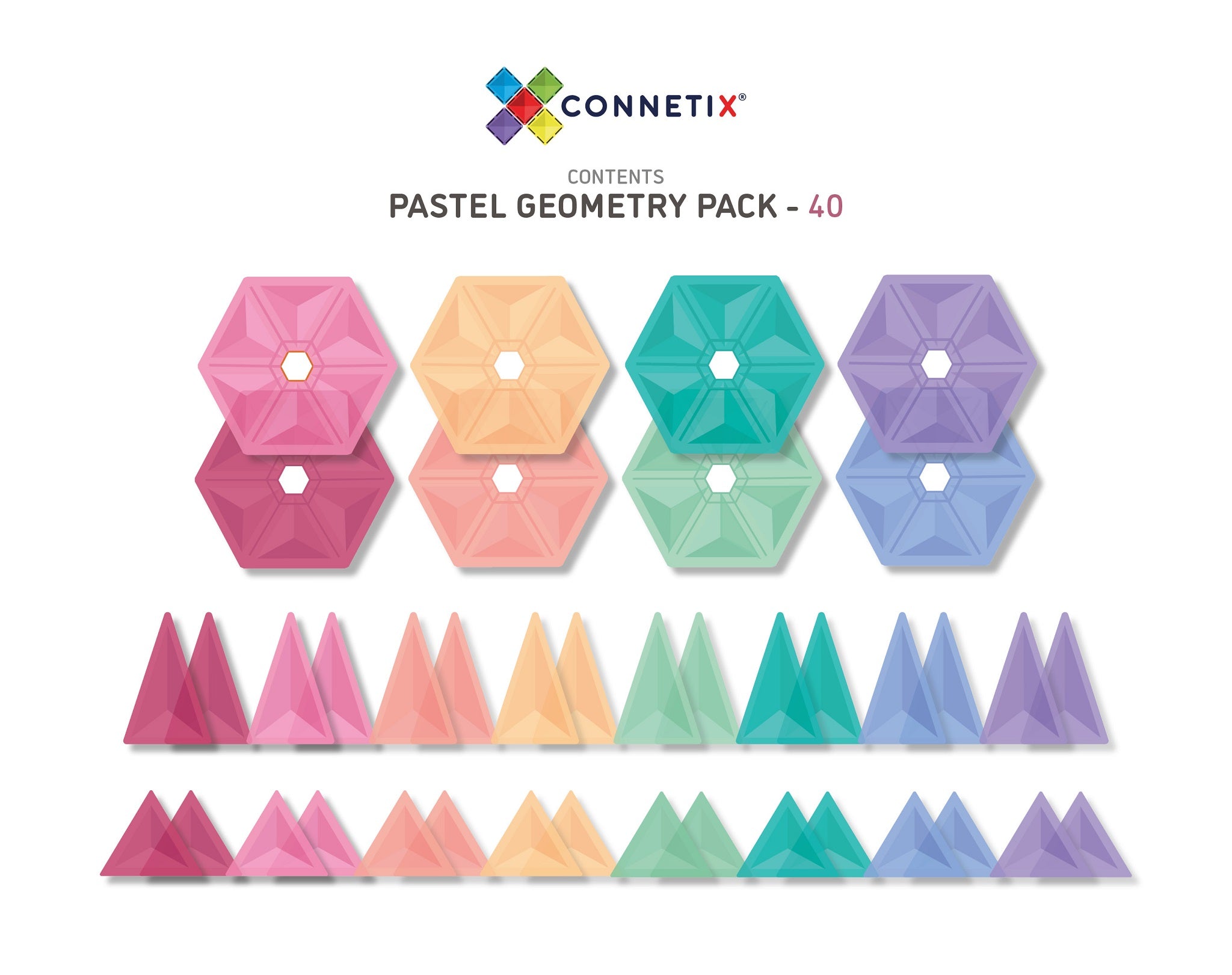 Connetix Tiles PASTEL 40 Piece Geometry Pack