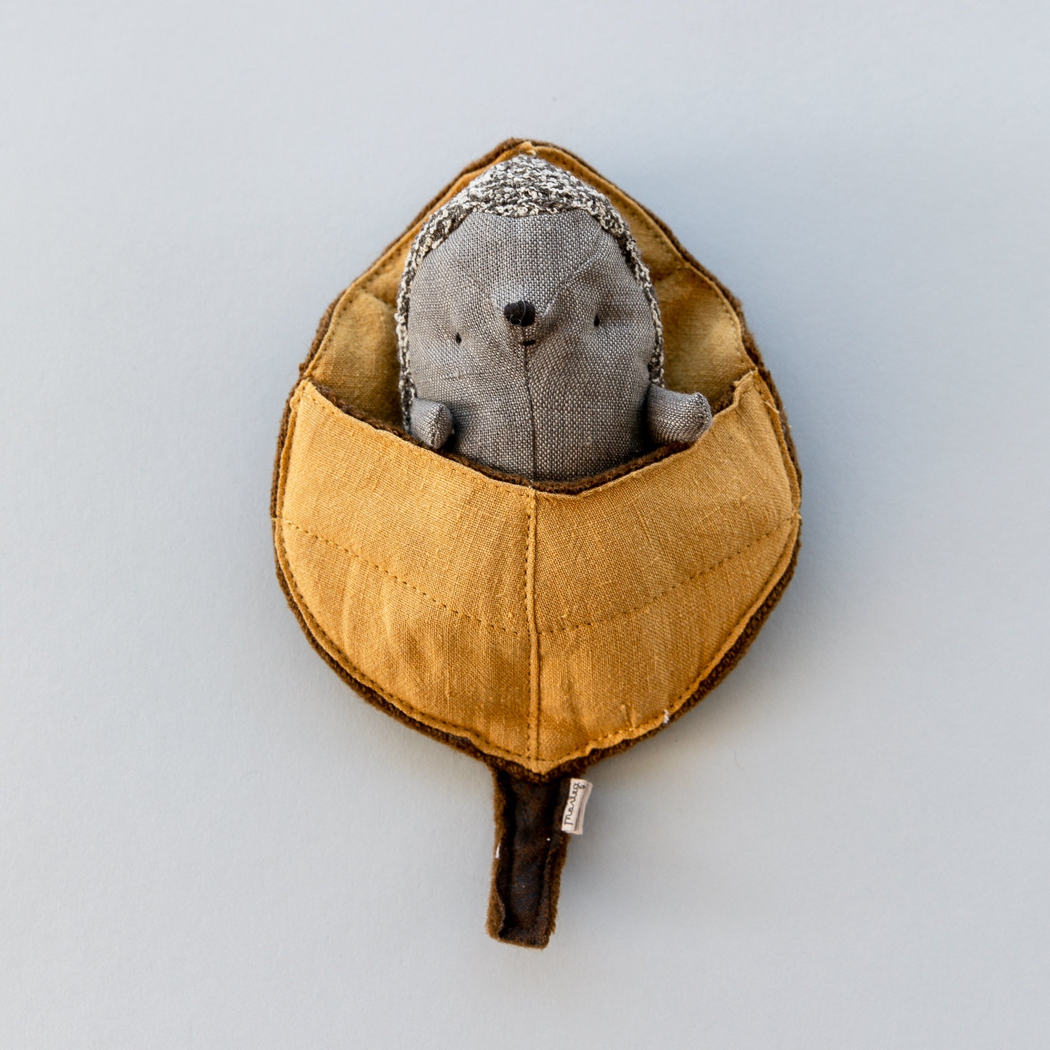 Maileg Baby Hedgehog in Leaf