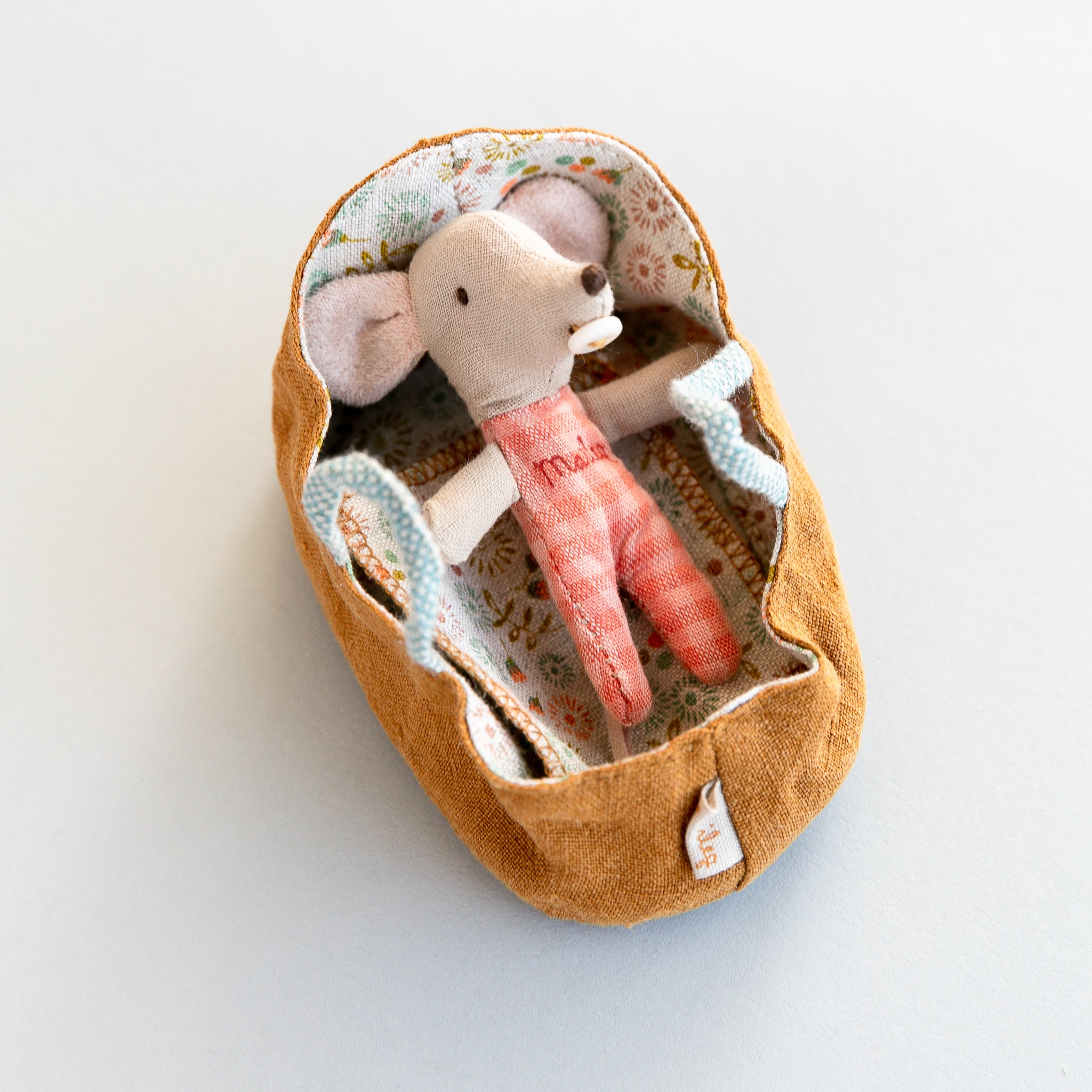 Maileg Baby Mouse in Carrycot