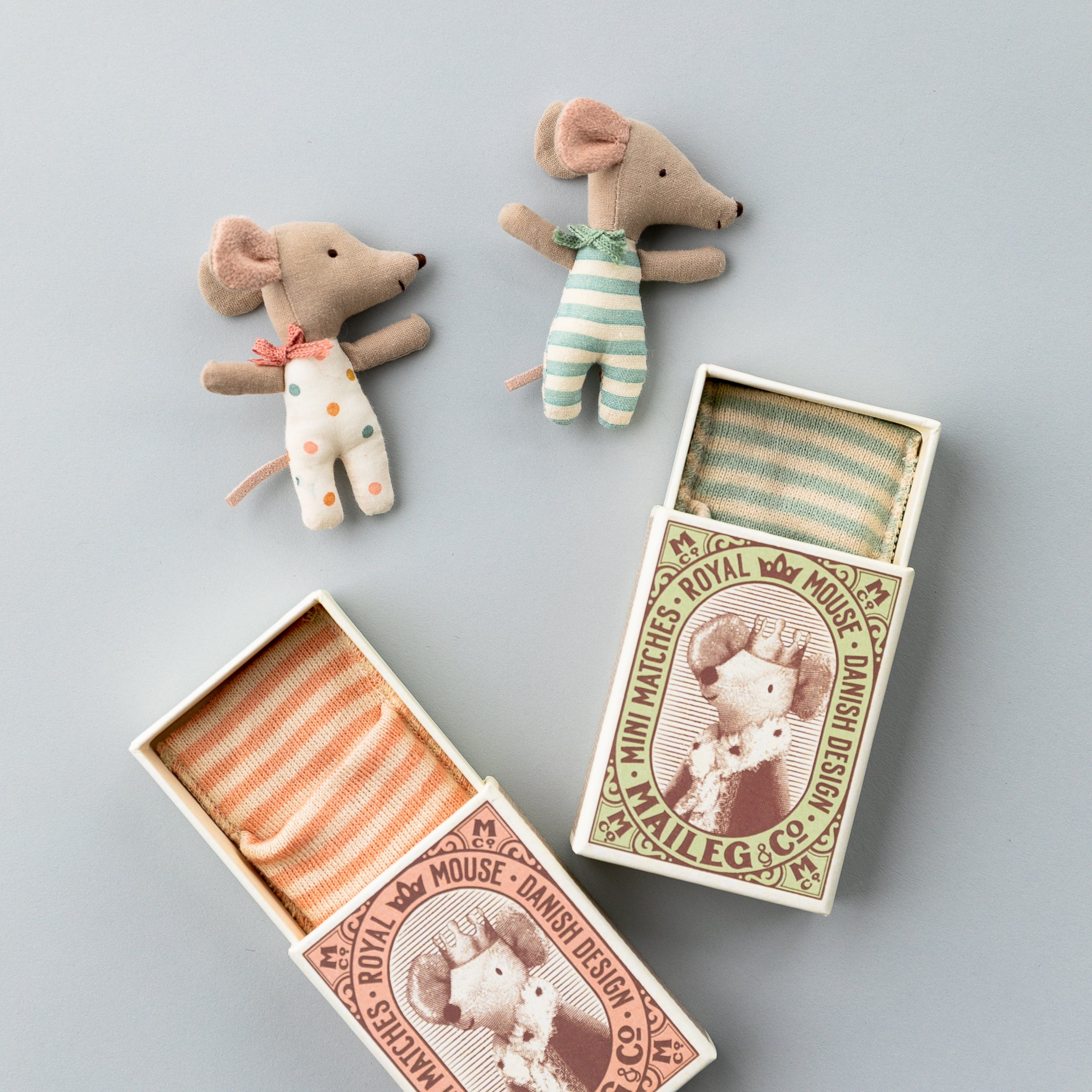 Maileg | Sleepy/Wakey Baby Mouse in Matchbox