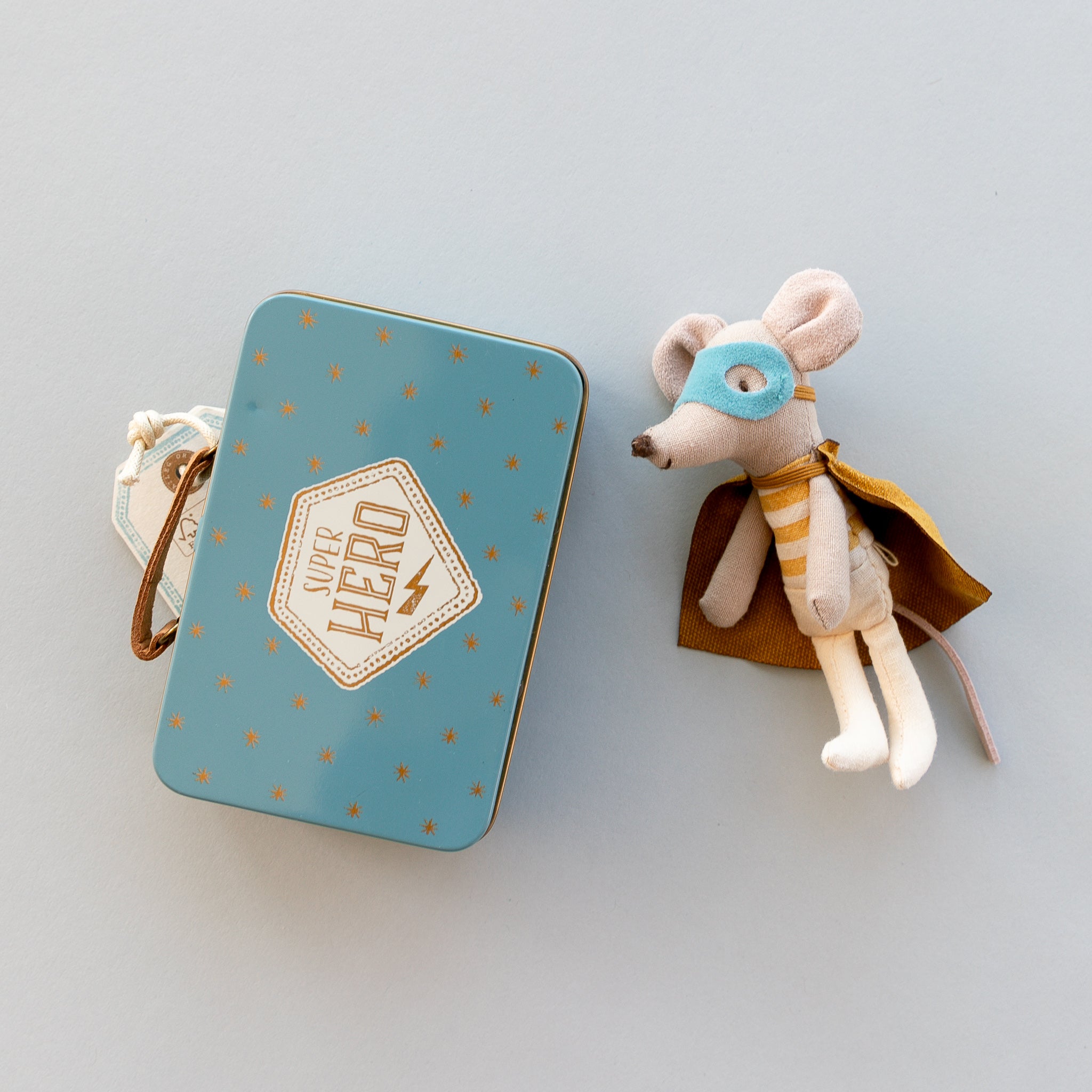 Maileg Superhero Mouse, Little Brother in Suitcase