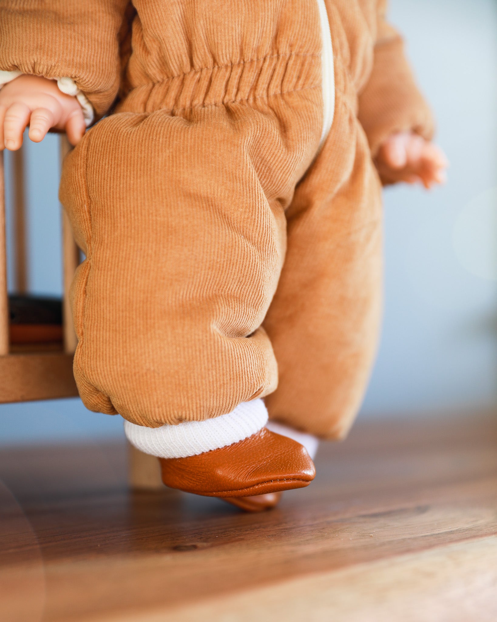 Minikane Doll Shoes | Baby Doll Slipper Socks - Brown