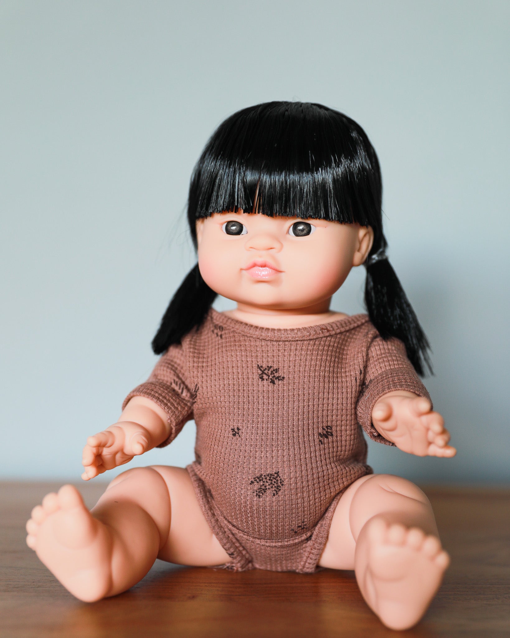 Minikane Doll Clothes | Short Sleeved Baby Doll Bodysuit (Chestnut)