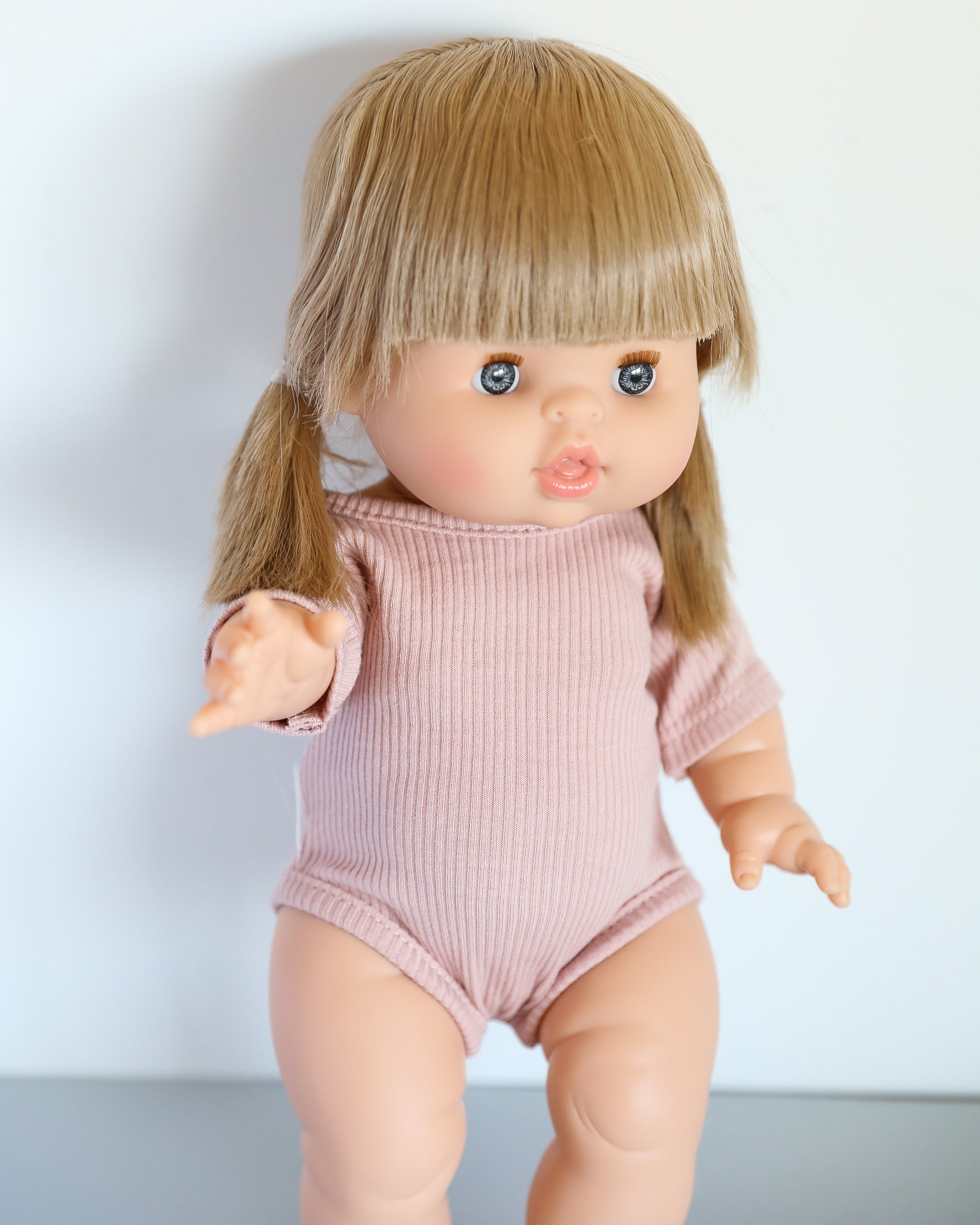 Minikane Doll Clothes | Short Sleeved Baby Doll Bodysuit (Soft Pink)