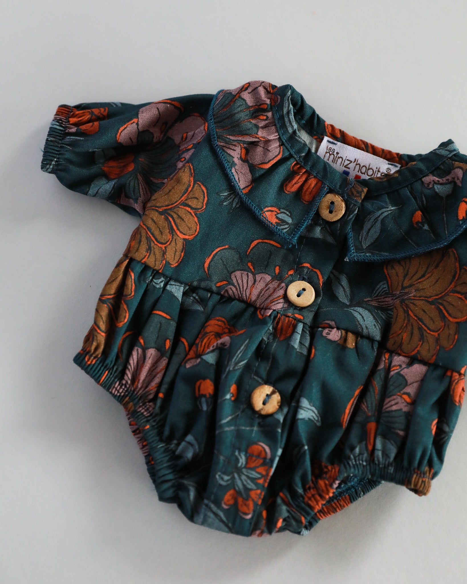 Minikane Doll Clothes | Baby Doll Floral Romper (Blue)