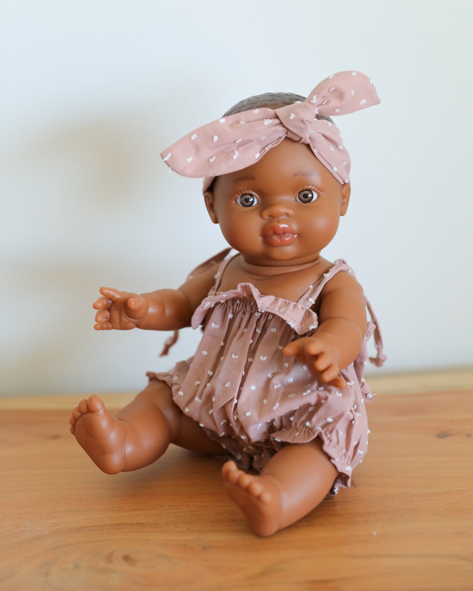 Minikane Doll Clothes | Baby Doll Summer Romper with Headband (Plum)