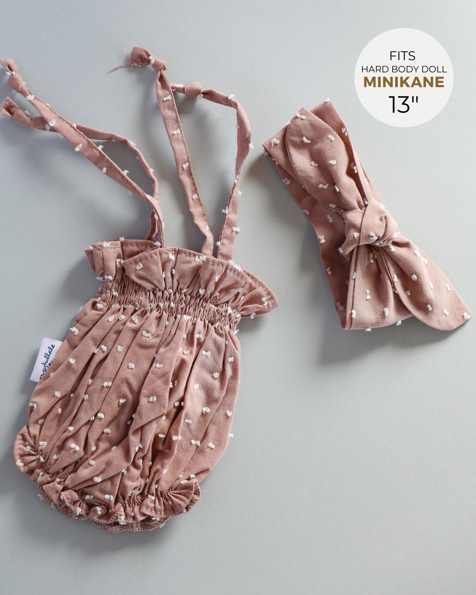 Minikane Doll Clothes | Baby Doll Summer Romper with Headband (Plum)