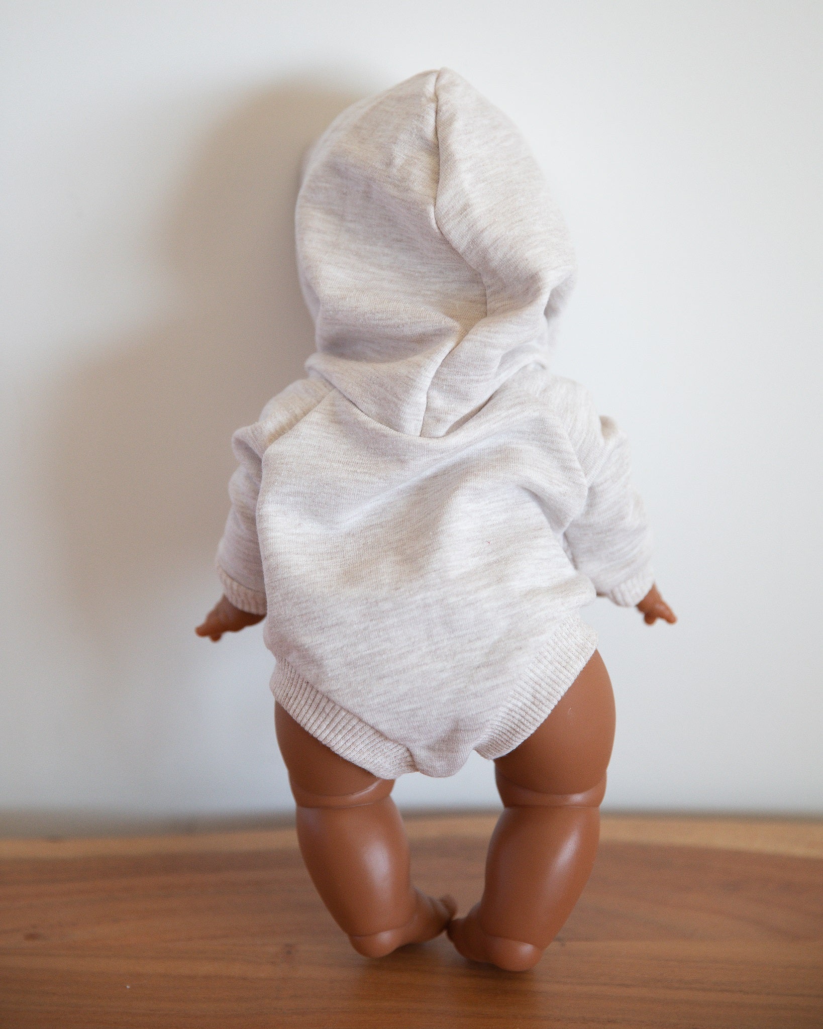 Minikane Doll Clothes | Baby Doll Sweatshirt Jumpsuit with a Hoodie (Grey)