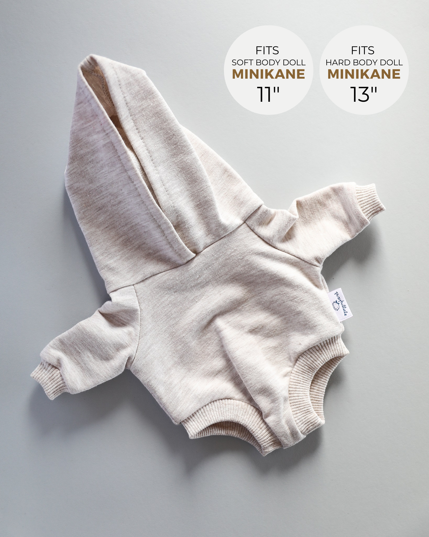 Minikane Doll Clothes | Baby Doll Sweatshirt Jumpsuit with a Hoodie (Grey)