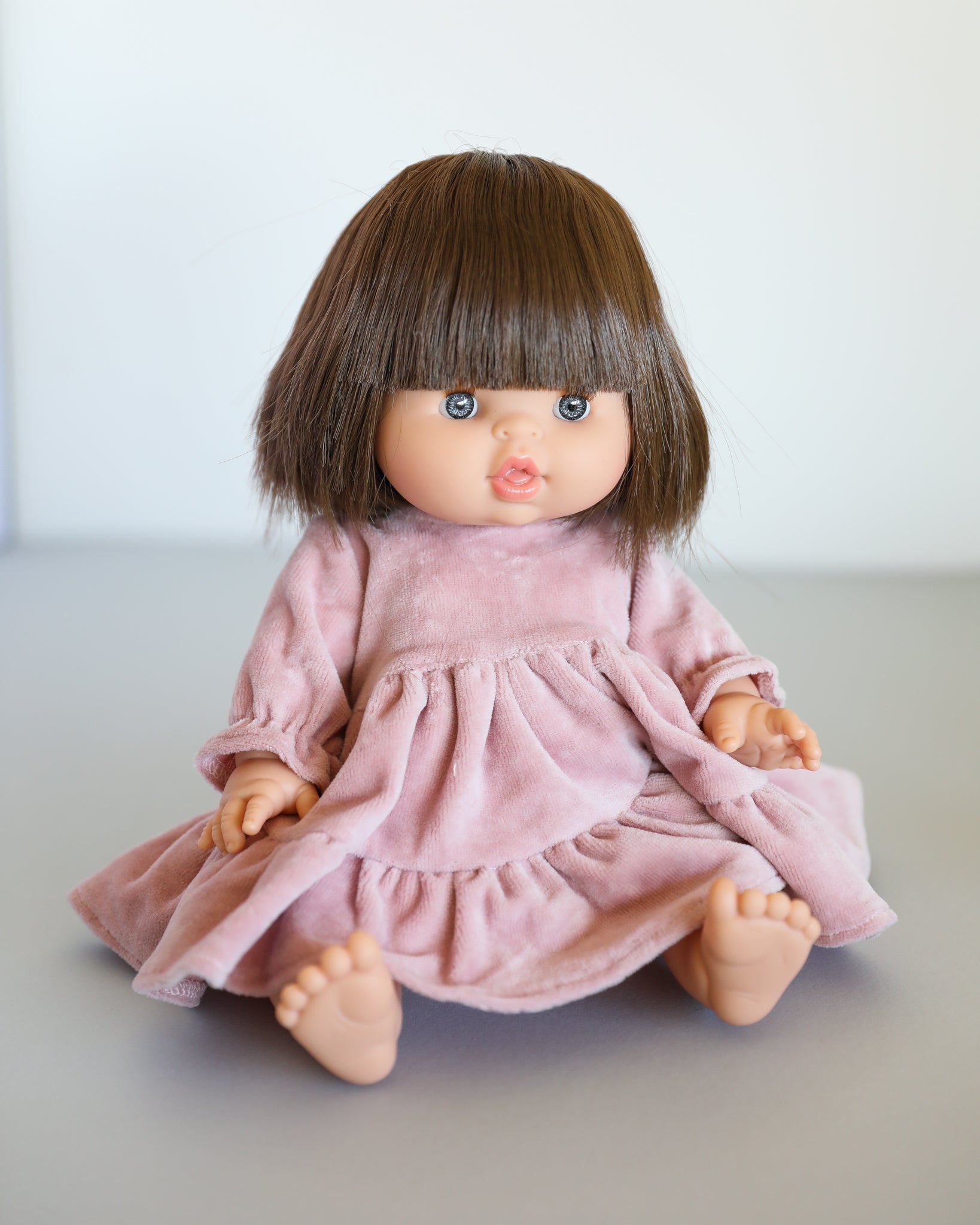 Minikane Doll Clothes | Baby Doll Velvet Dress (Pink)