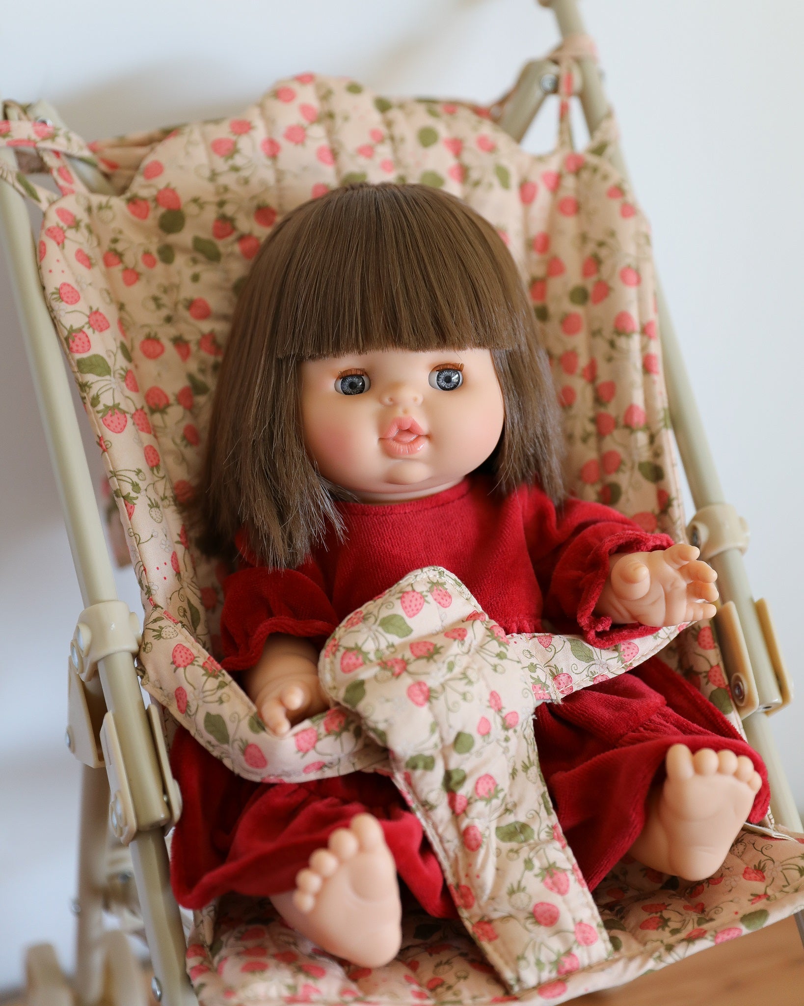 Minikane Doll Clothes | Baby Doll Velvet Dress (Red)