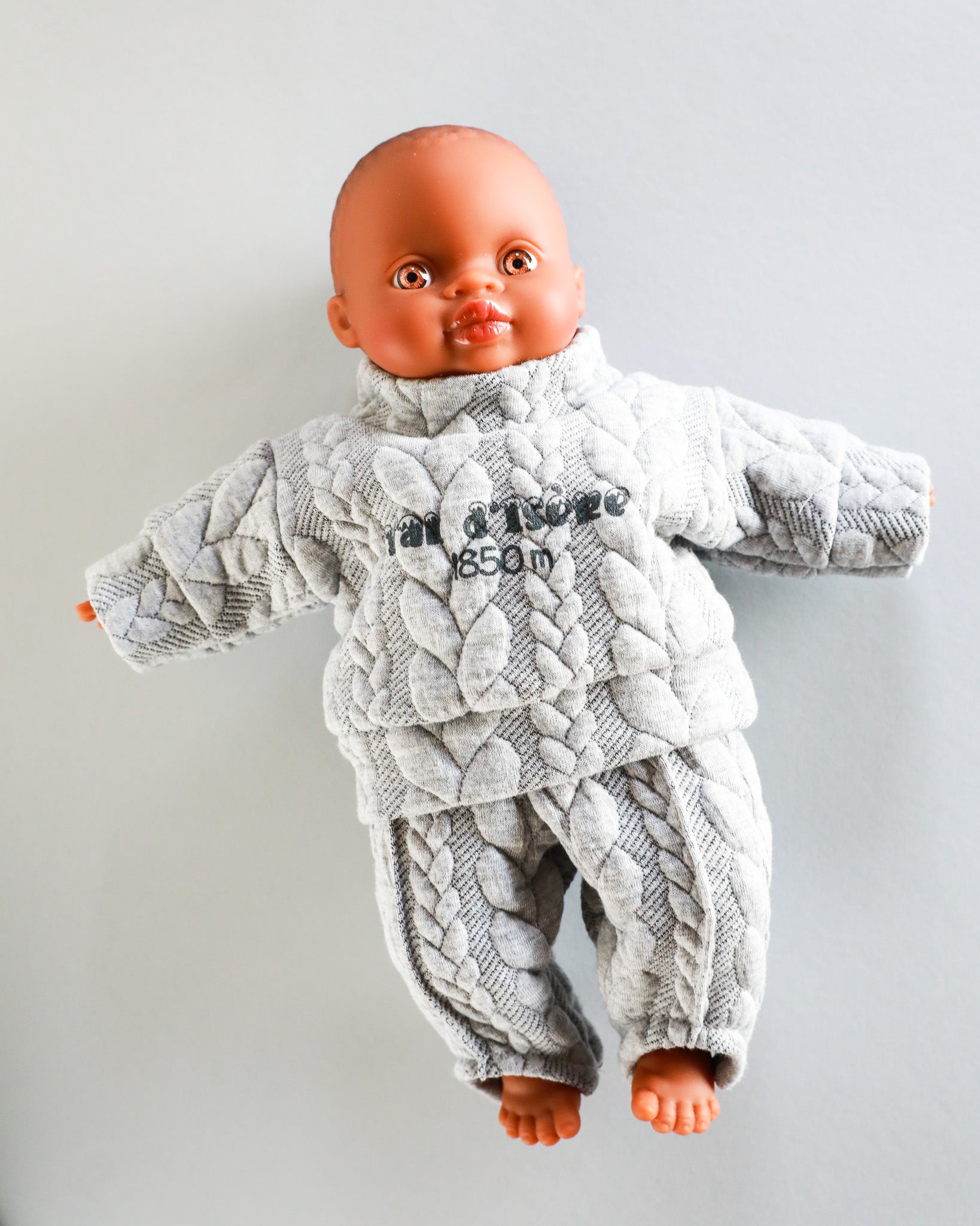 Minikane Doll Clothes | Soft Body Doll Jacquard Sweatshirt Set - Grey