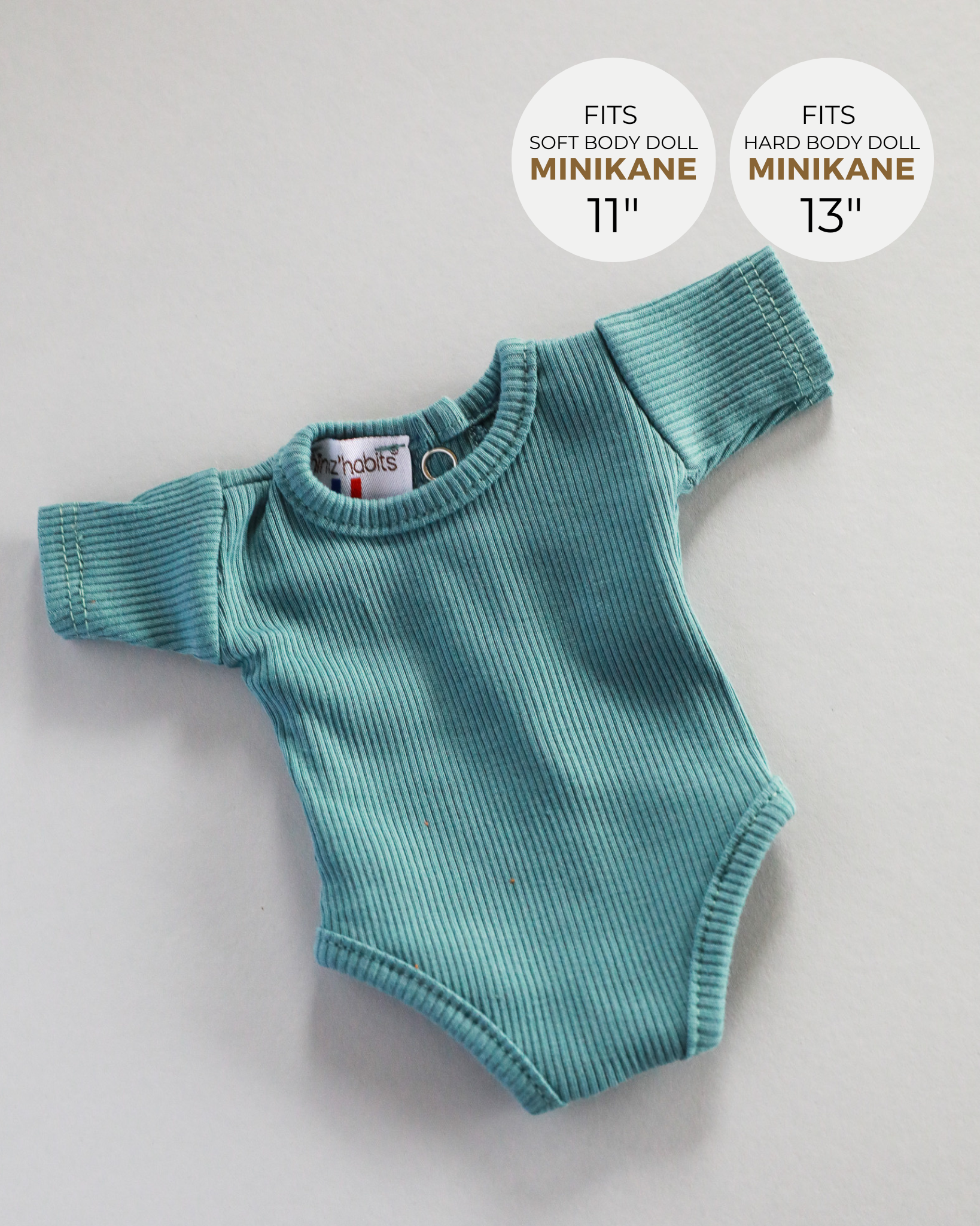 Minikane Doll Clothes | Short Sleeved Baby Doll Bodysuit (Blue)