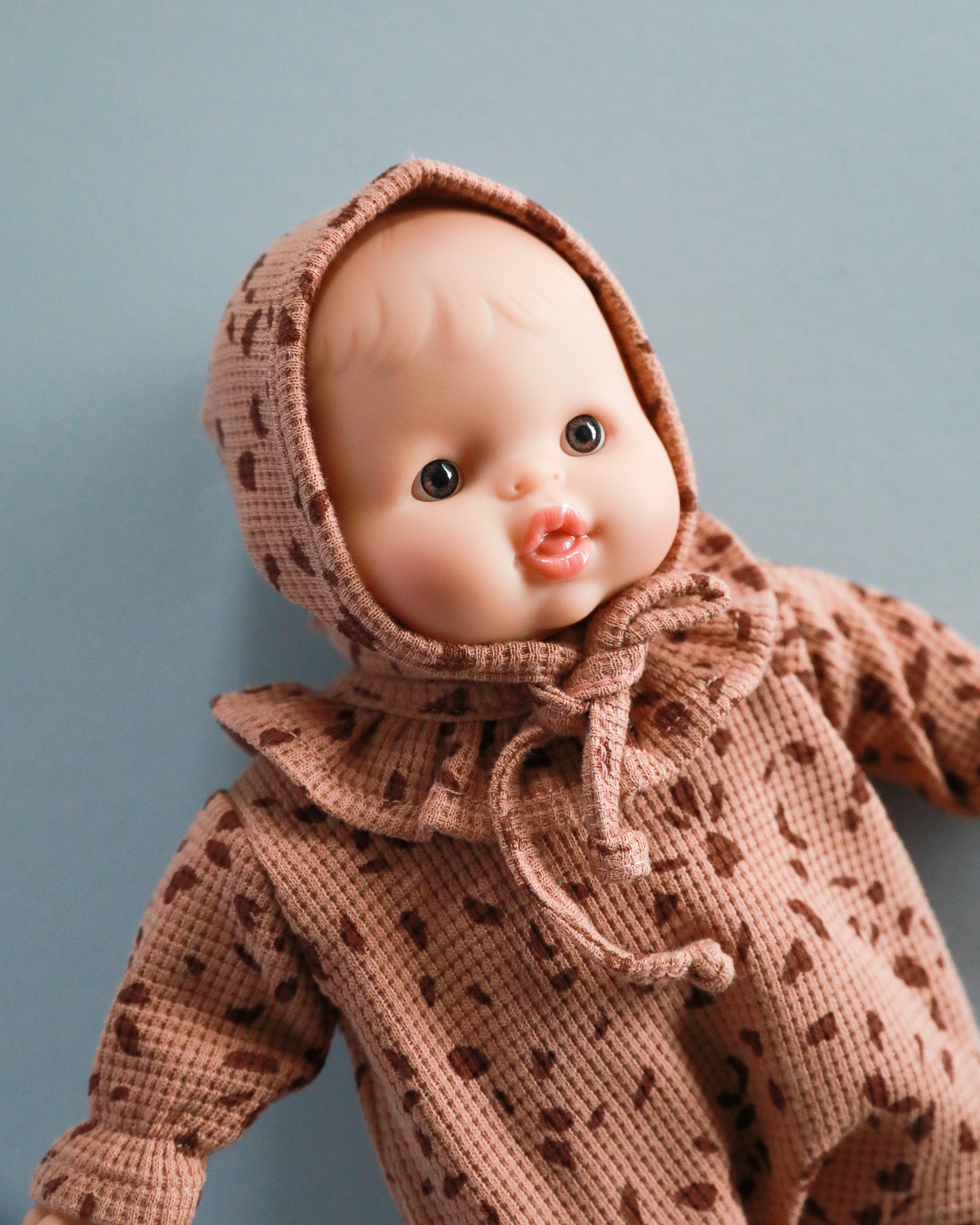 Minikane Doll Clothes | Soft Body Doll Bonnet - Brown Pebbles