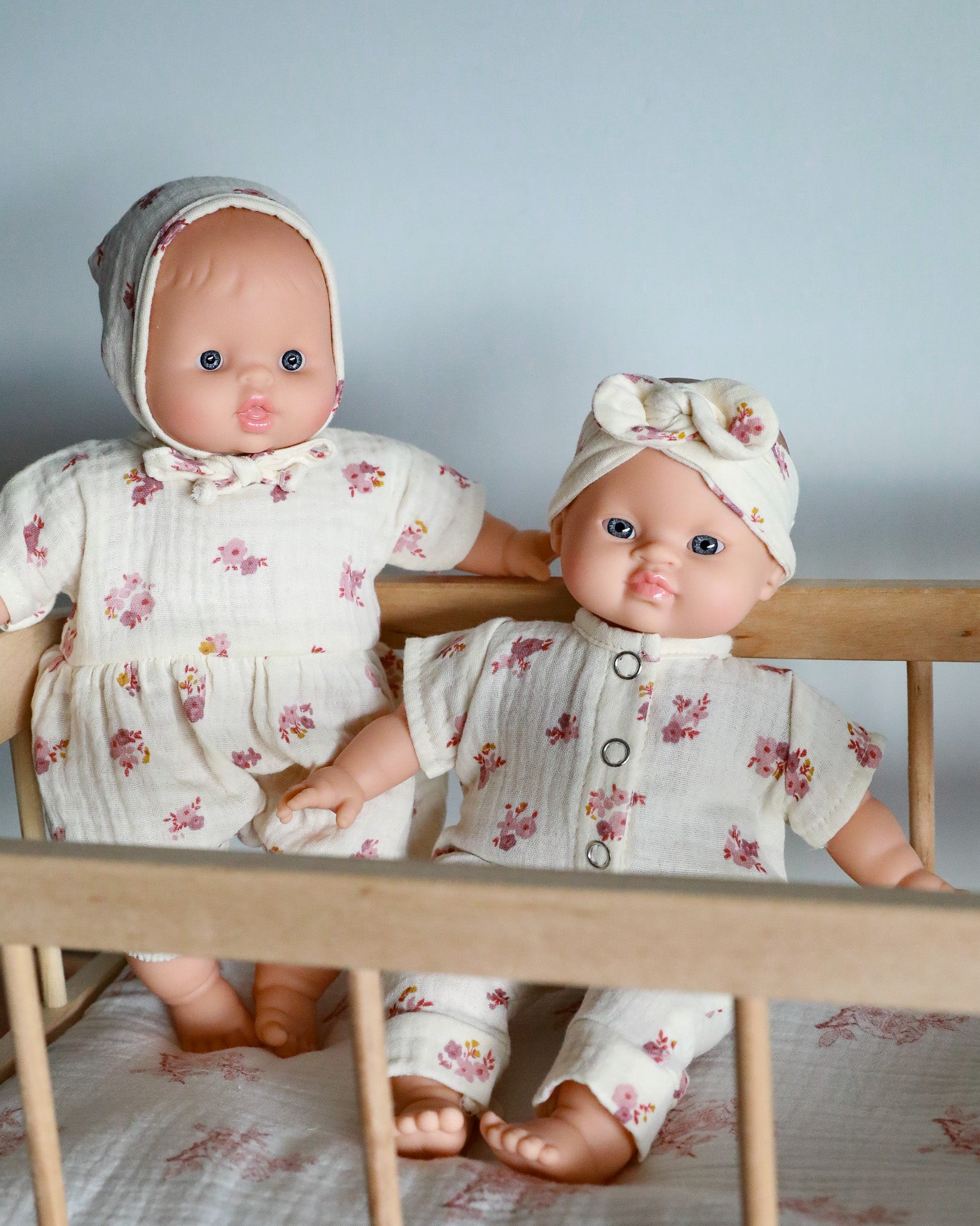 Minikane Doll Clothes | Soft Body Doll Jumpsuit with Headband - Flowers