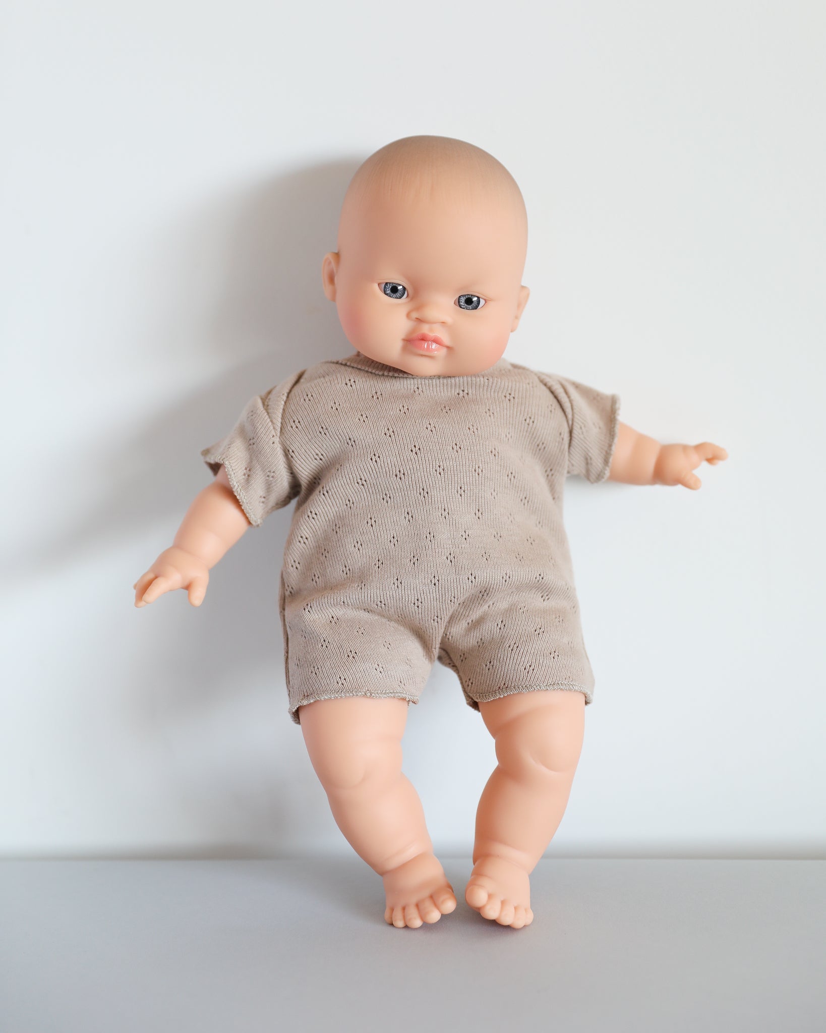 Minikane Doll Clothes | Soft Body Doll Cotton Romper (Beige)