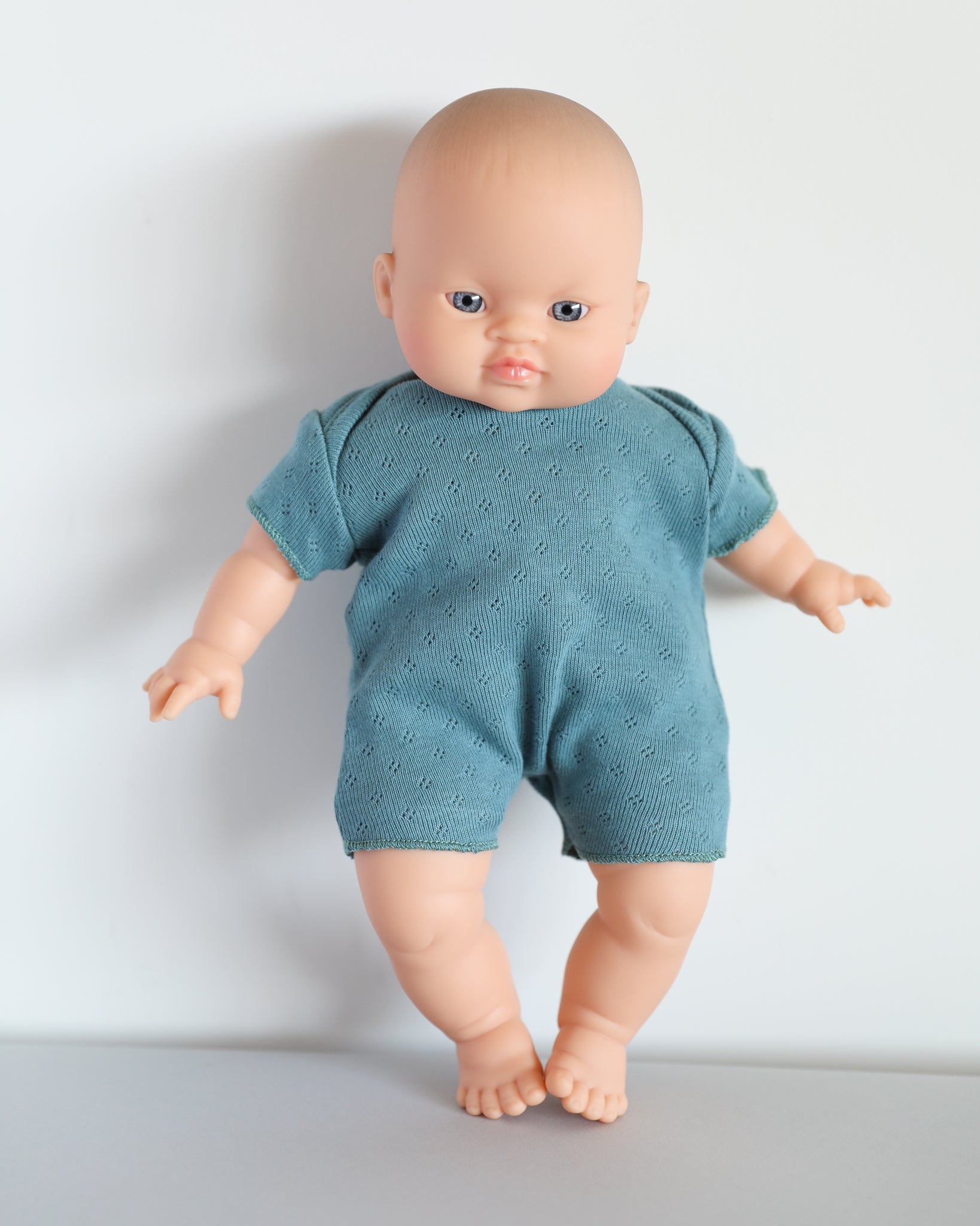 Minikane Doll Clothes | Soft Body Doll Cotton Romper (Blue)